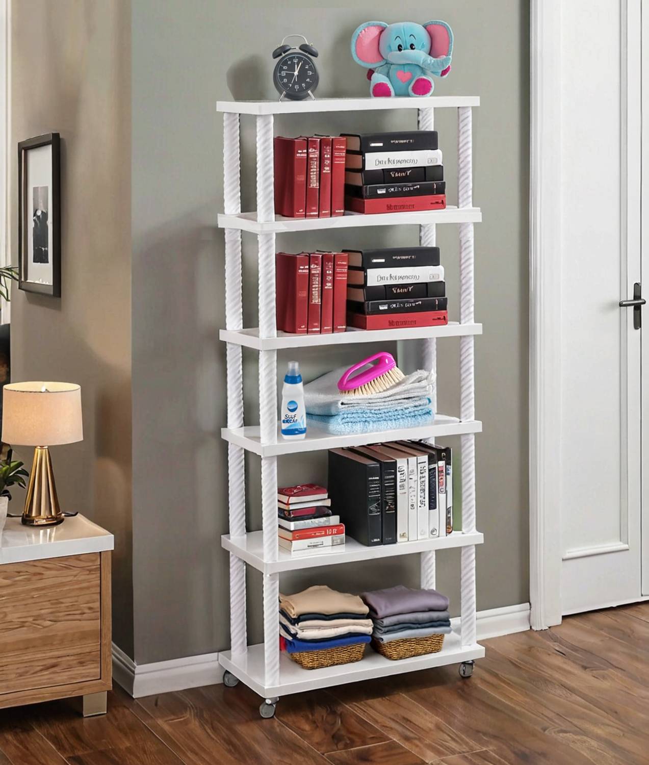 DIEKUCHE Plastic Open Book Shelf (Finish Color - WHITE, DIY(Do-It