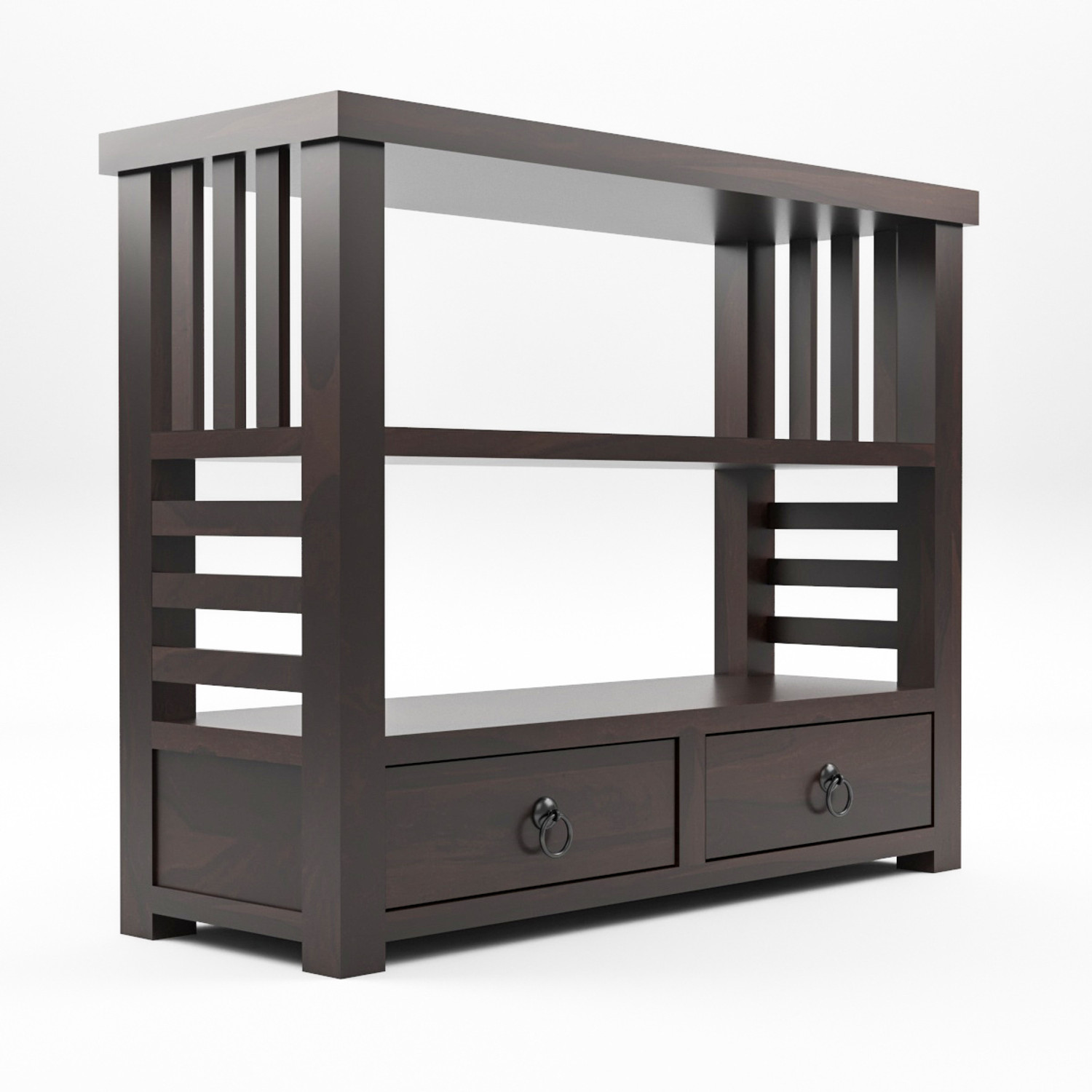 Image of CLANECRAFT Solid Sheesham Wood Book Shelf For Study Room / Living Room / Library | Solid Wood Semi-Open Book Shelf