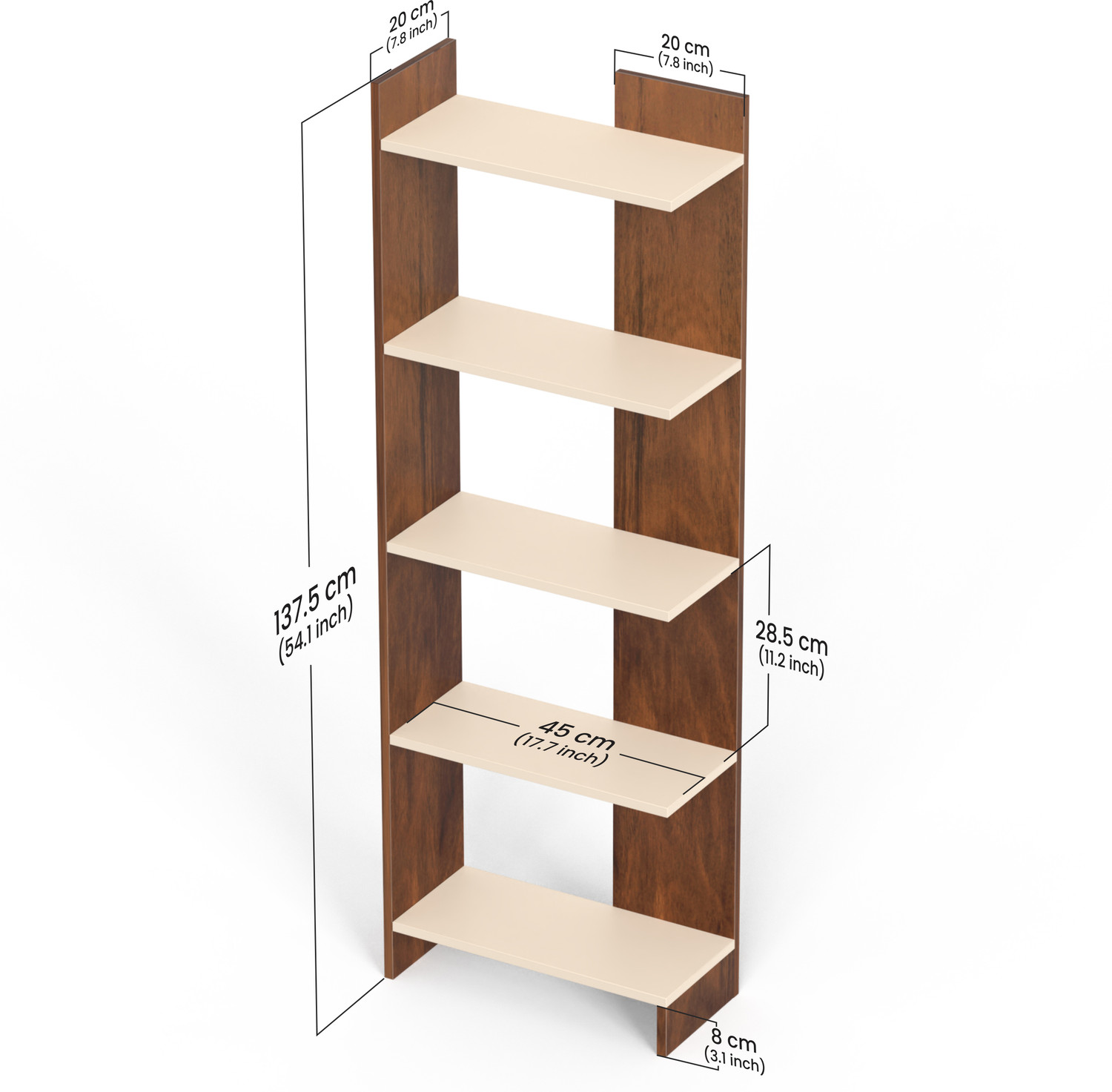 Image of BLUEWUD Lagoon Book Rack Organiser With Storage Shelves for Study Living Room Home Engineered Wood Open Book Shelf