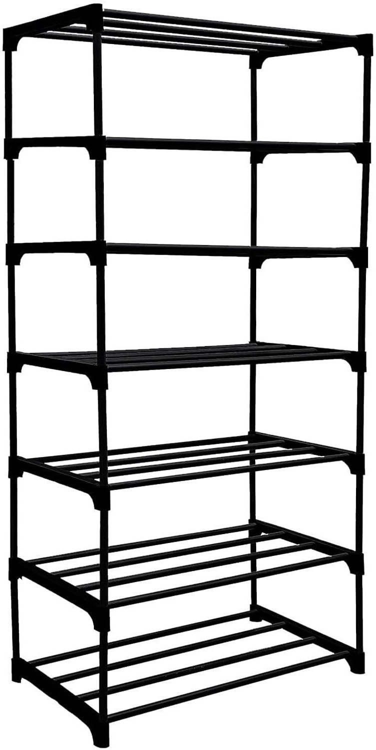 Image of Porchex 4 Bookshelf Storage Rack | Open Shelf Plastic Frame Book Shelf for Home & Office Plastic Open Book Shelf (Finish Color - Black, DIY(Do-It-Yourself))