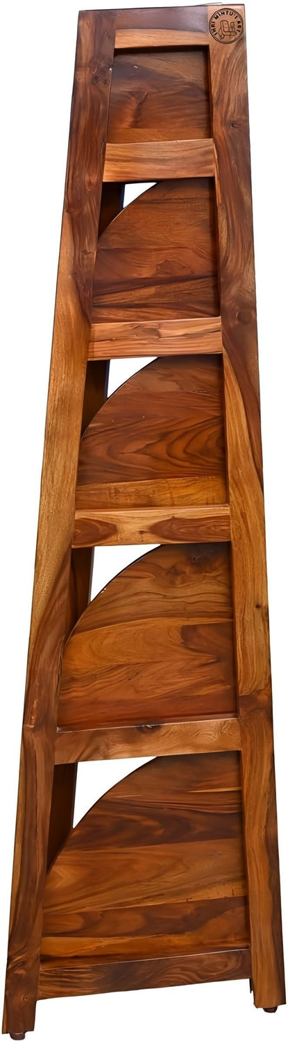 Image of Shree Jeen Mata Enterprises ForestEdge Solid Wood Corner Shelf | Wooden Book Shelf | Sheesham Wood 5 Shelf | Solid Wood Open Book Shelf