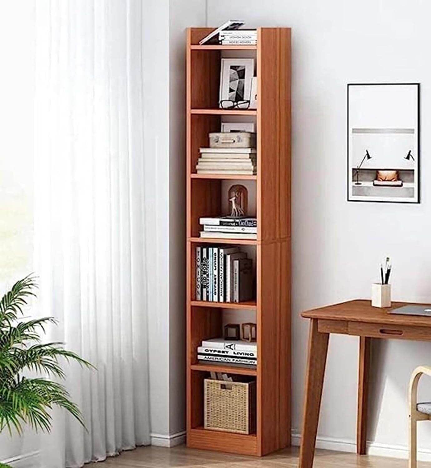Image of LUKZER 6 Layer Bookcase Multipurpose Rack (MR-005) Engineered Wood Open Book Shelf