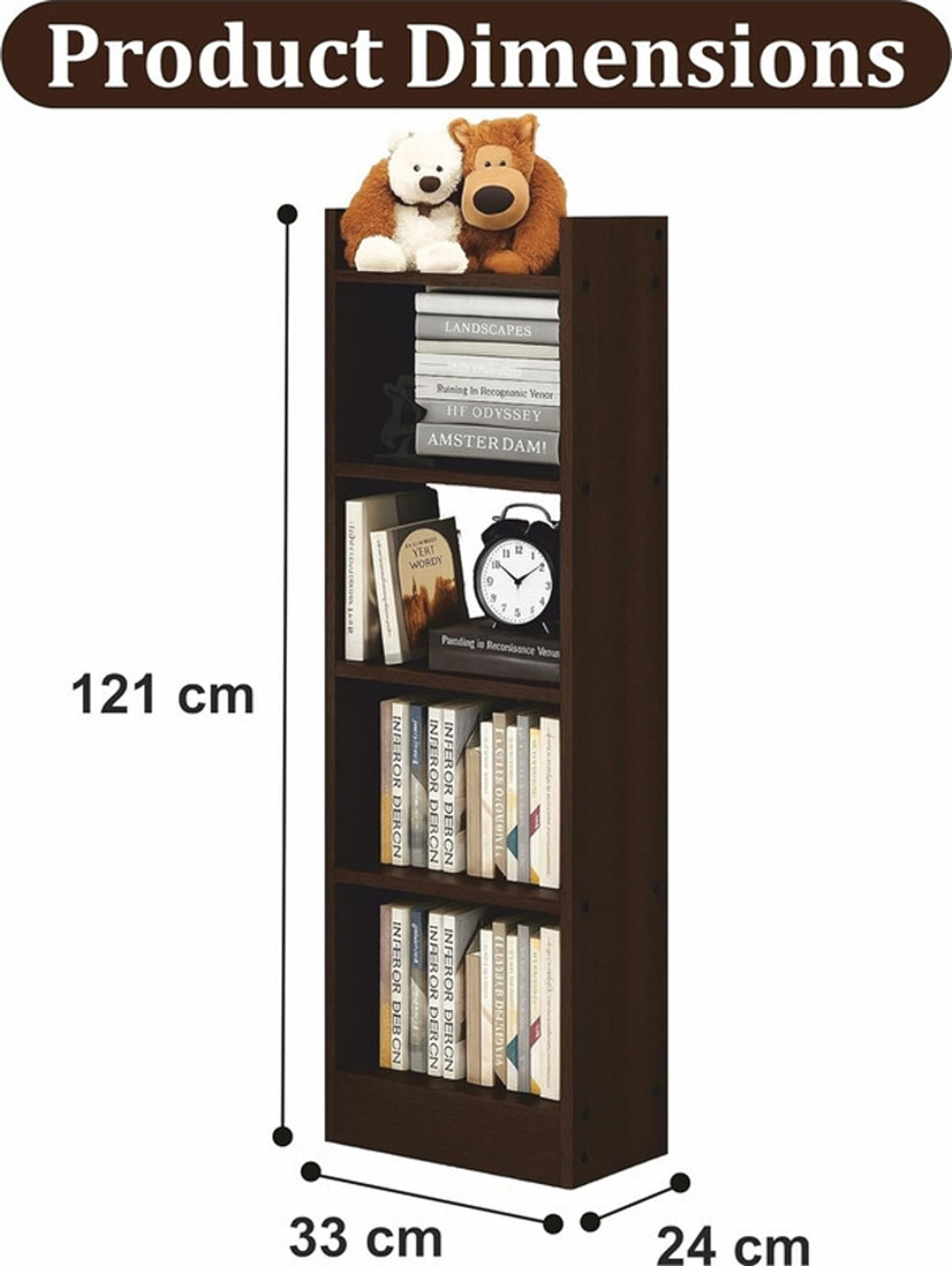 Image of Flipkart Perfect Homes 5 Tier open Bookshelf Multipurpose for Home Rack Showcase Organizer Engineered Wood Open Book Shelf
