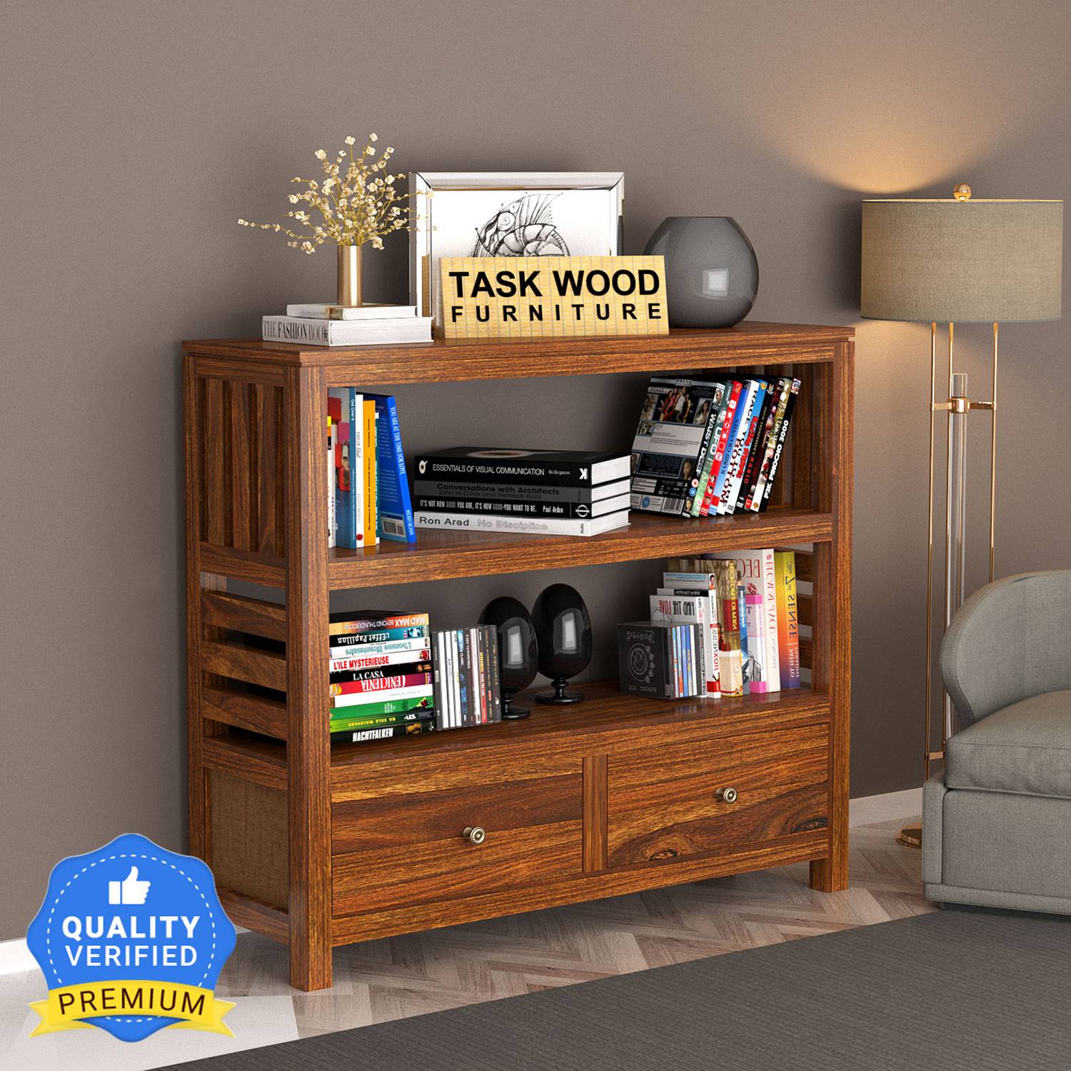 Taskwood Furniture Premium Quality Sheesham Wood/Plywood Semi-ope