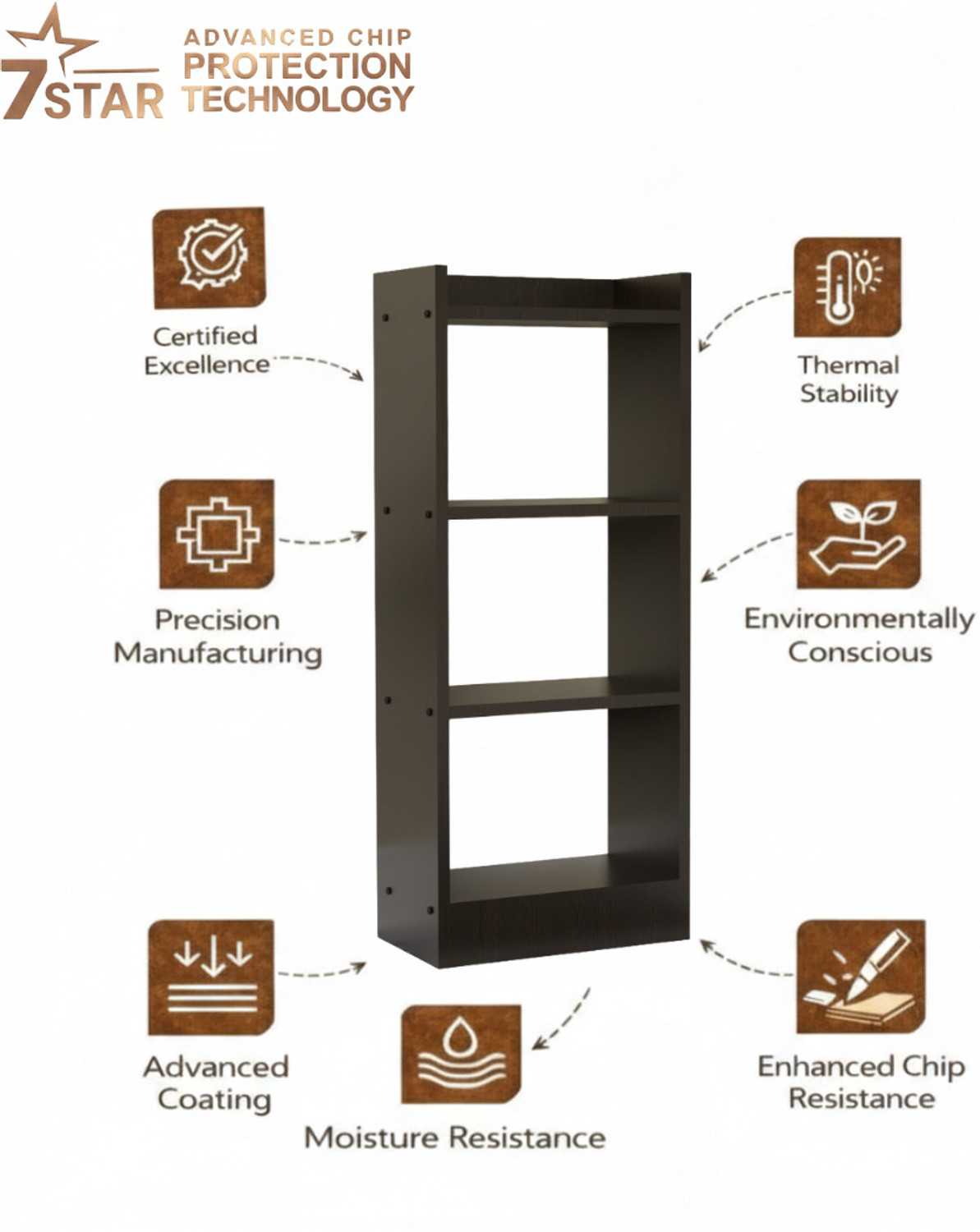 Image of neuspace Eiffel 3 Layer Engineered Wood Open Book Shelf