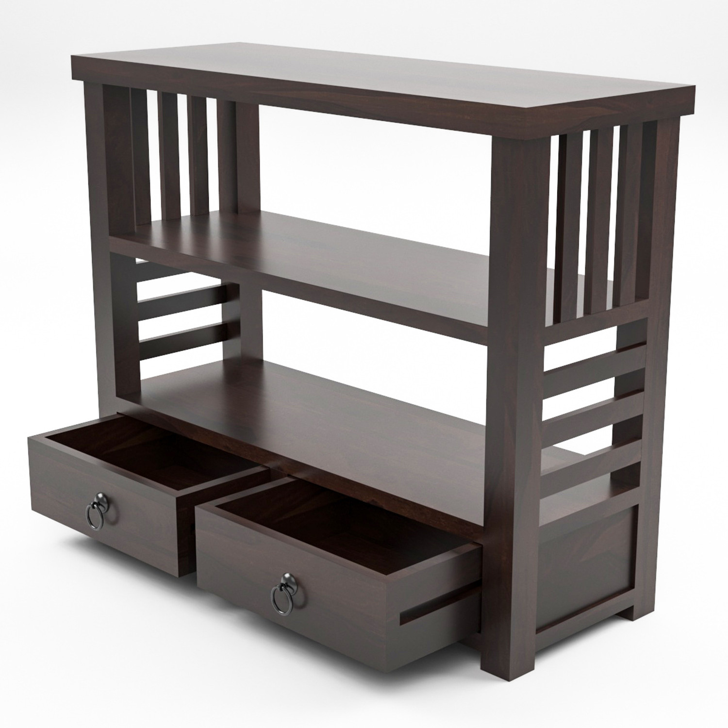 Image of CLANECRAFT Solid Sheesham Wood Book Shelf For Study Room / Living Room / Library | Solid Wood Semi-Open Book Shelf