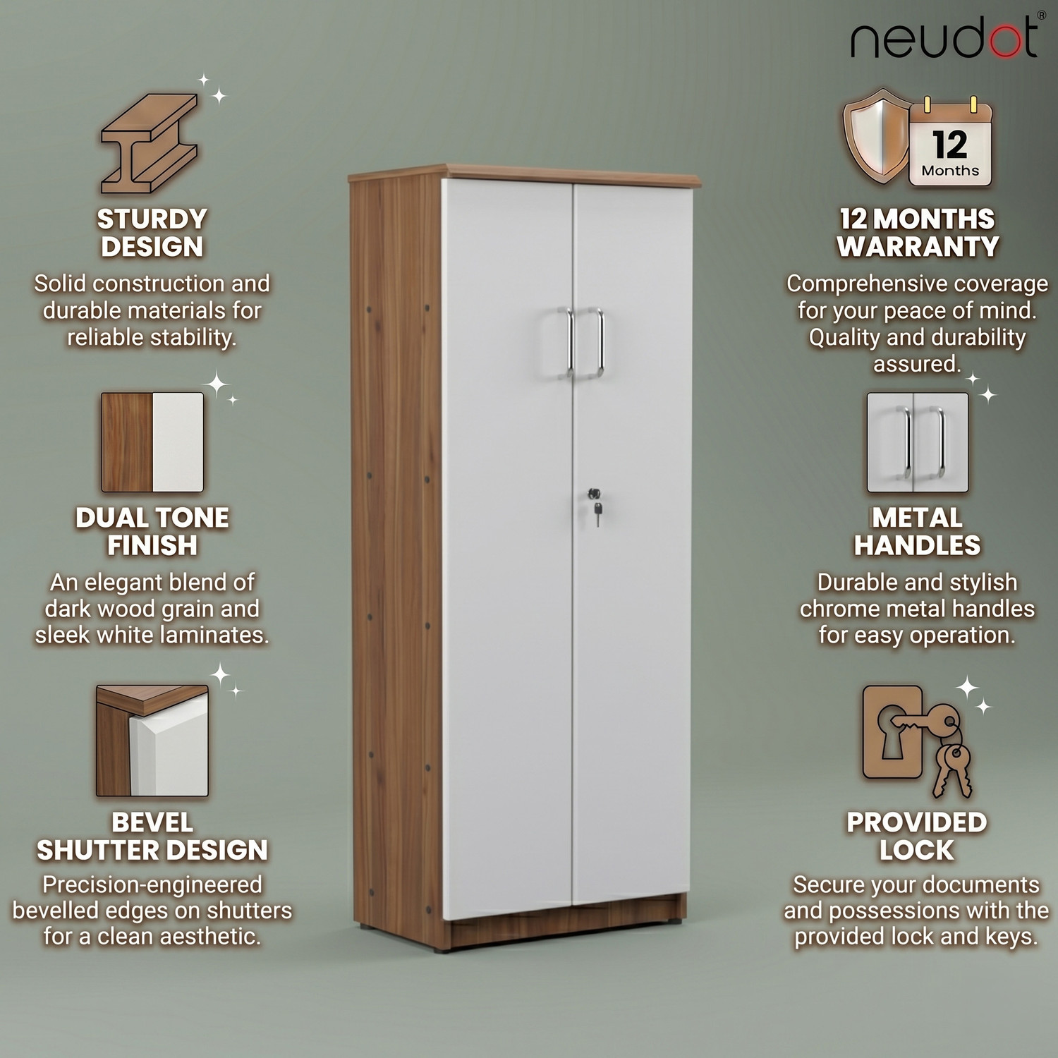 Image of NEUDOT Lexus (Wardrobe / Bookcase ) Engineered Wood Close Book Shelf