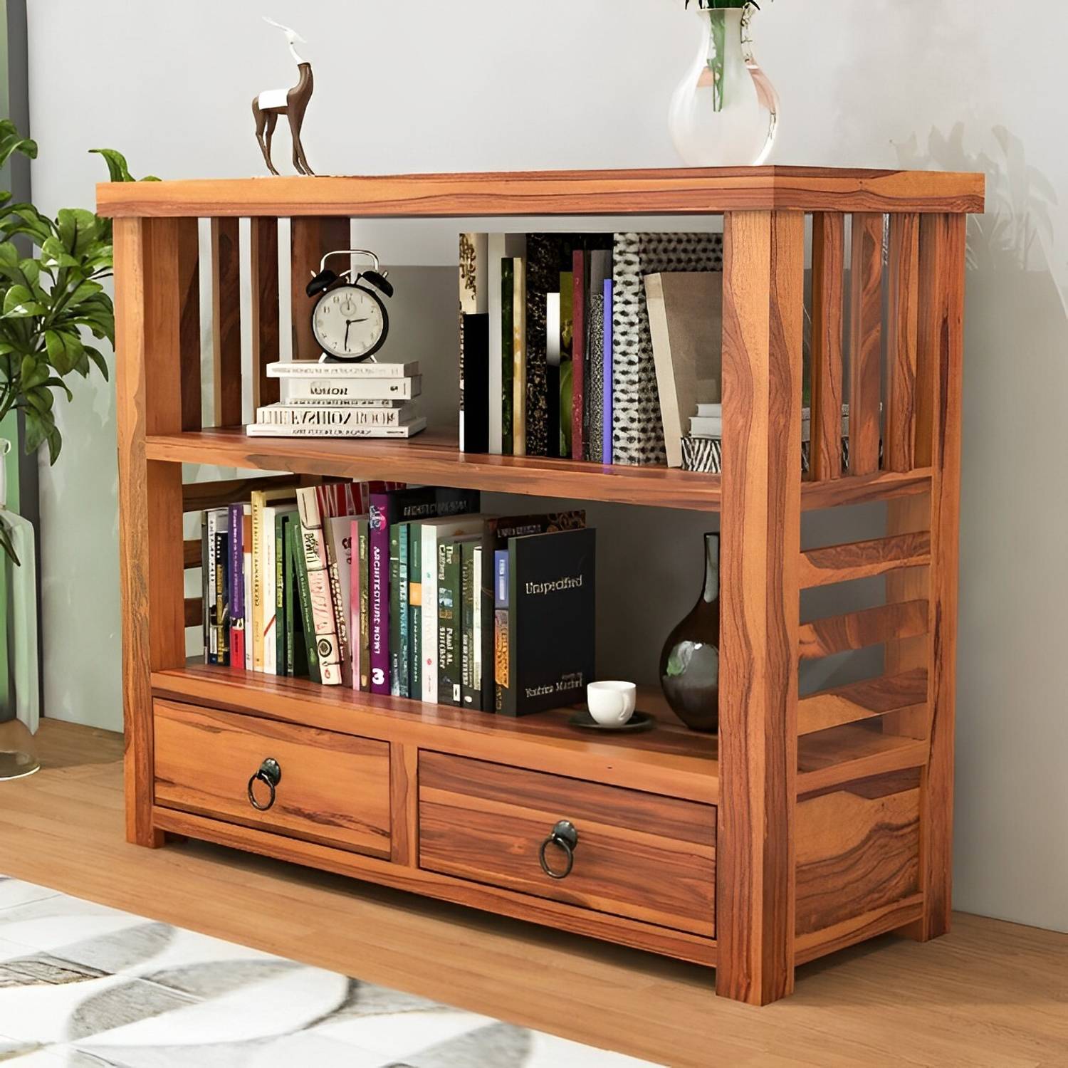 Vinod Furniture Solid Sheesham Wood Book Shelf For Study Room/ Li