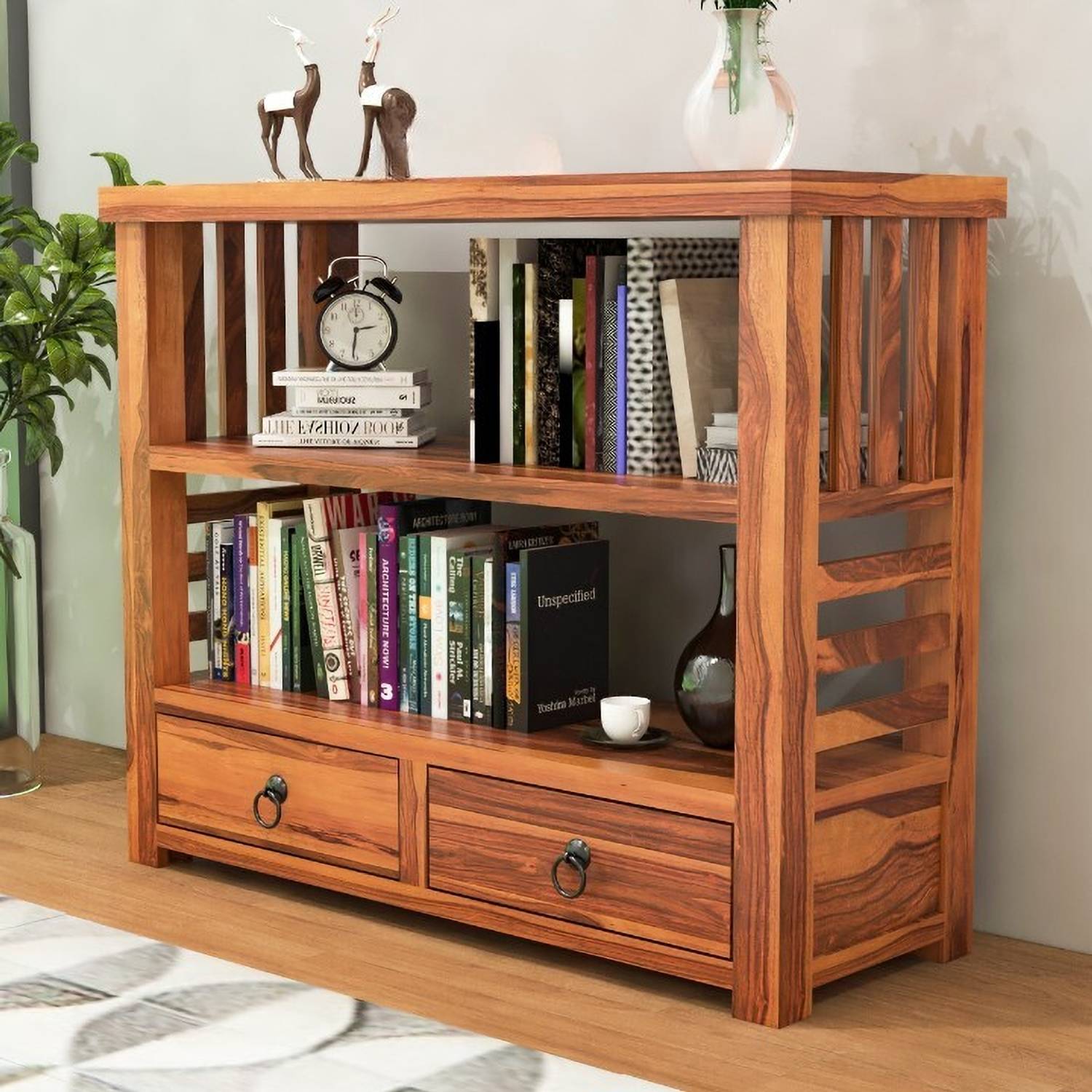 CLANECRAFT Solid Sheesham Wood Book Shelf For Study Room/ Living