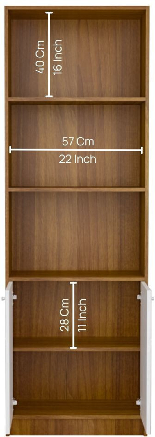 Image of neuspace Victor 2 Door Bookshelf | Multi Purpose Storage Unit for Kitchen, Living Room| Engineered Wood Semi-Open Book Shelf