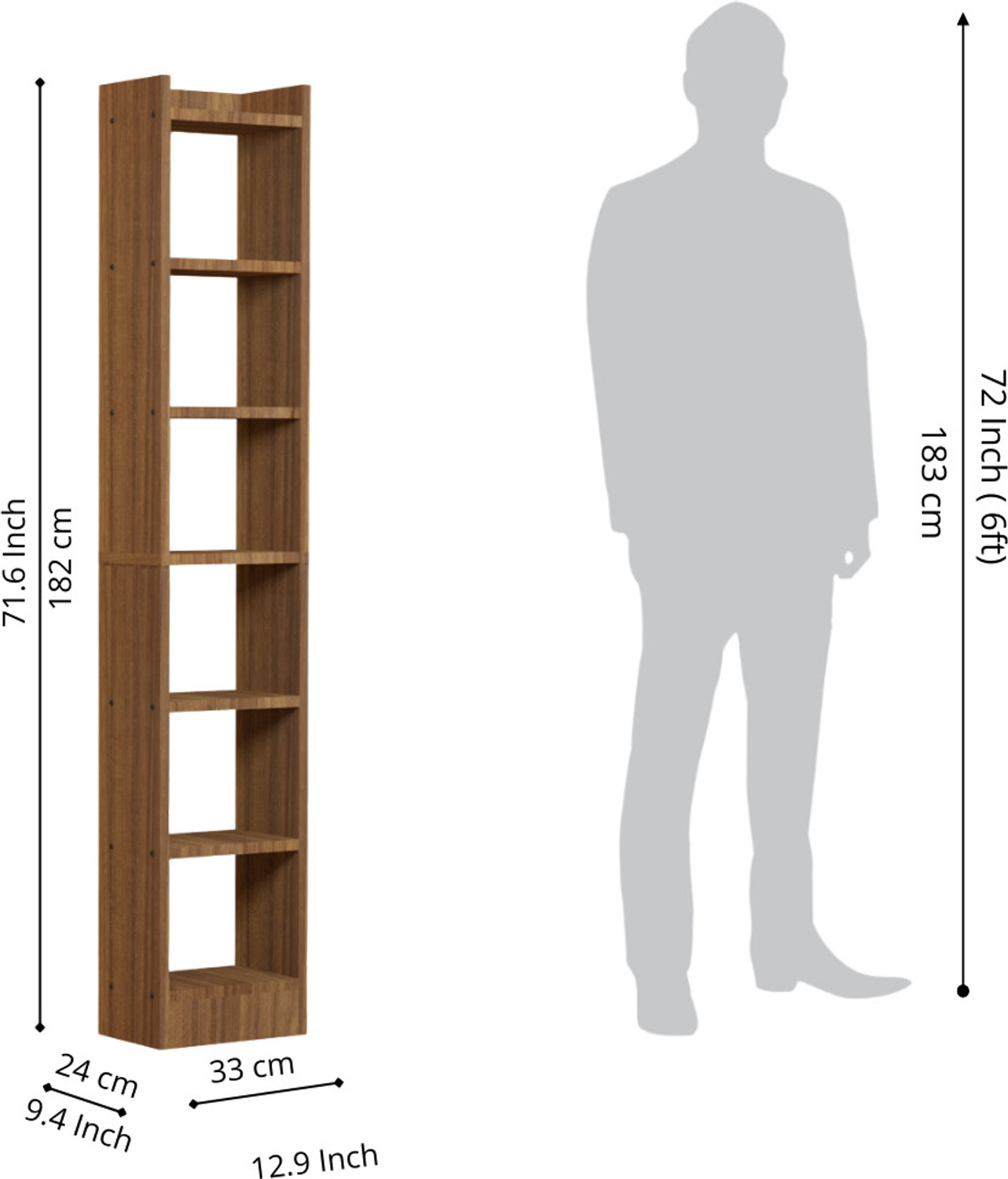 Image of neuspace Eiffel 6 Layer Engineered Wood Open Book Shelf