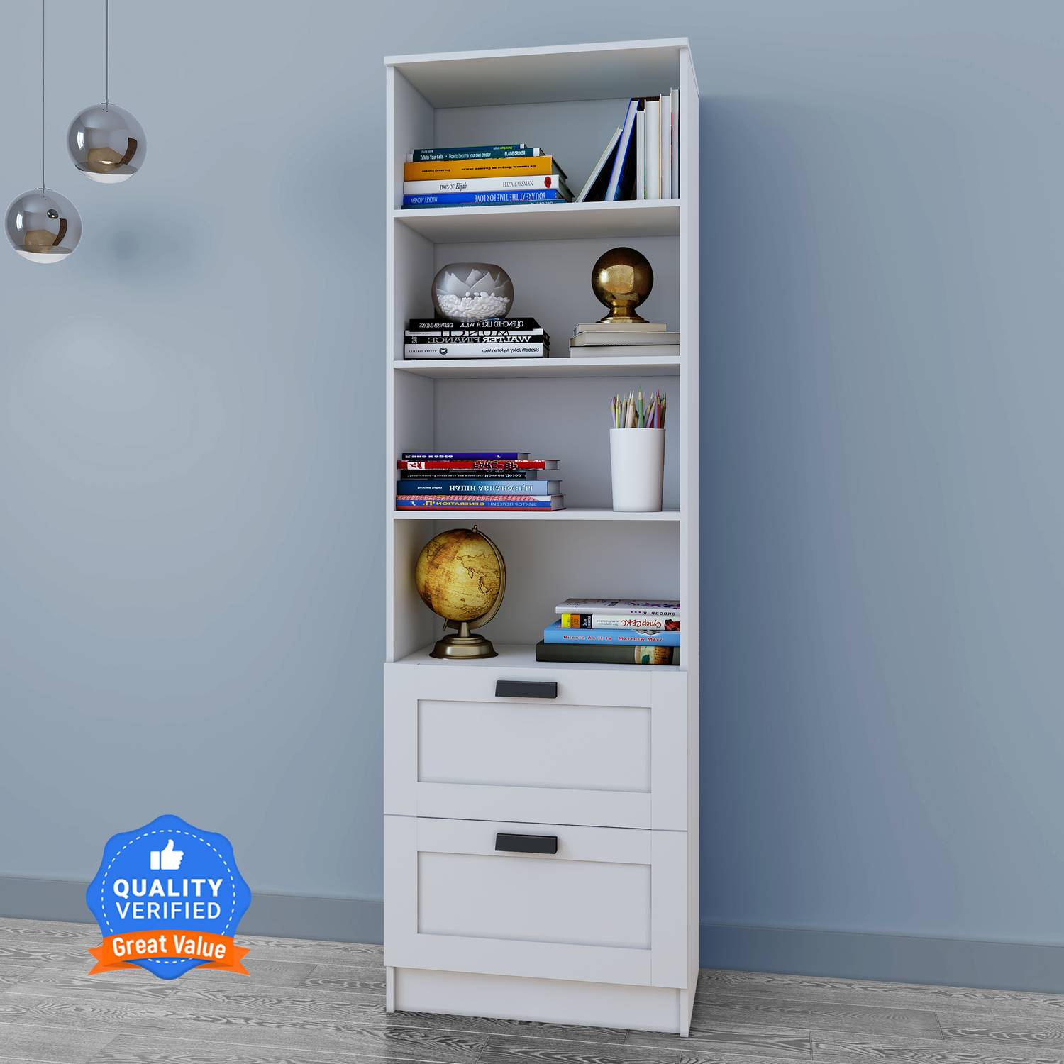 CARLTON LONDON Regal Engineered Wood Semi-Open Book Shelf