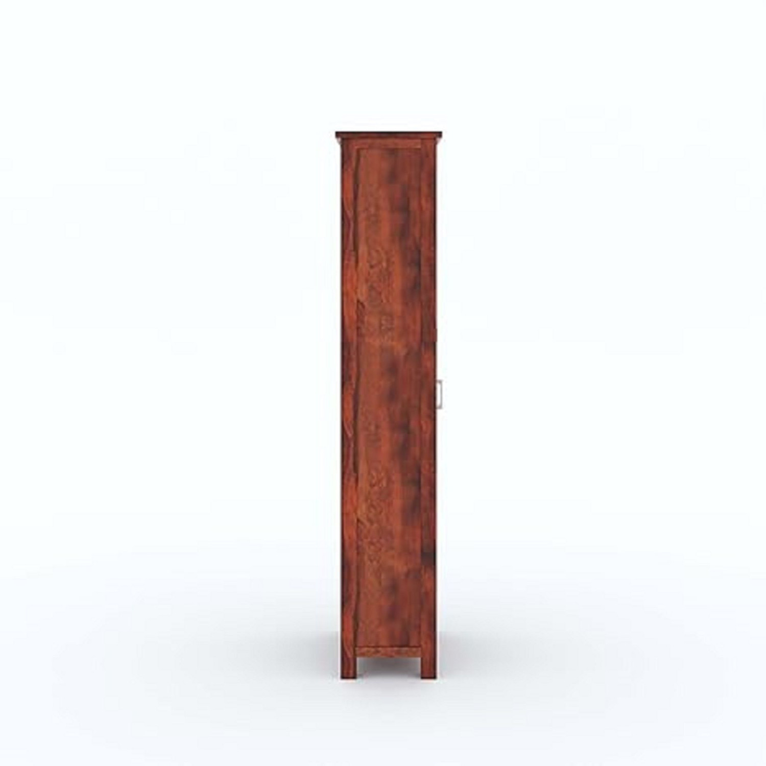Image of WOODSTAGE Solid Wood Cabinet With 1 Glass Door & 5 Shelf Storage For Living Room Home Solid Wood Close Book Shelf