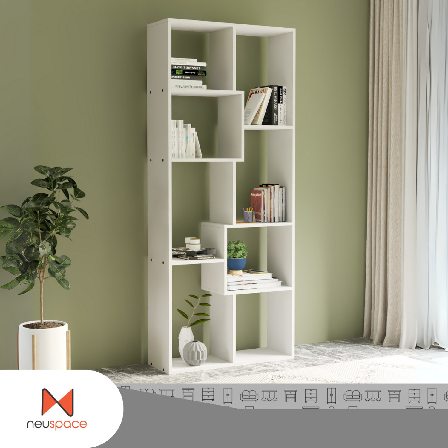 Image of neuspace Sigma Engineered Wood Open Book Shelf