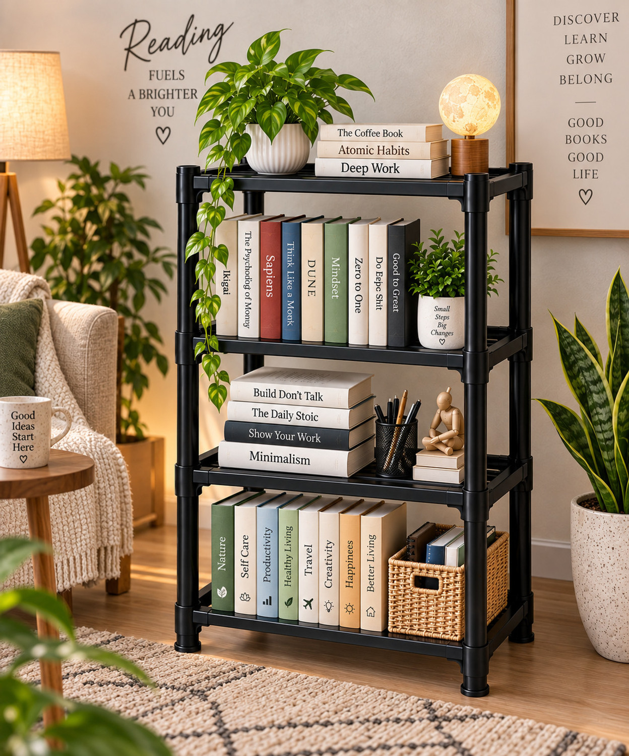 Image of AasanMode 4 LAYER MULTIPURPOSE RACK Plastic Open Book Shelf