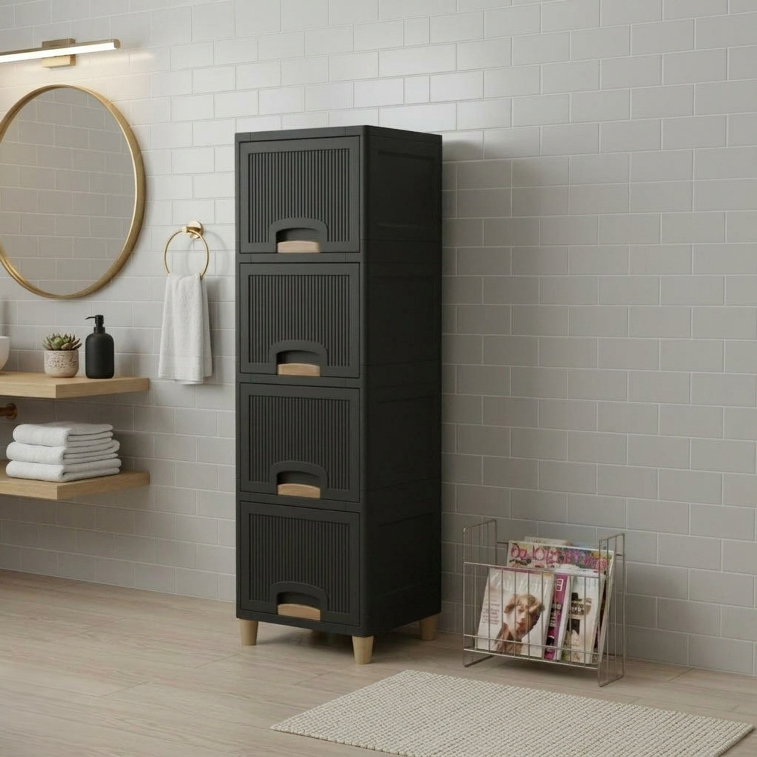 Image of GROTHEORY Space Efficient Multi-Layer Storage Cabinet for Home Plastic Close Book Shelf