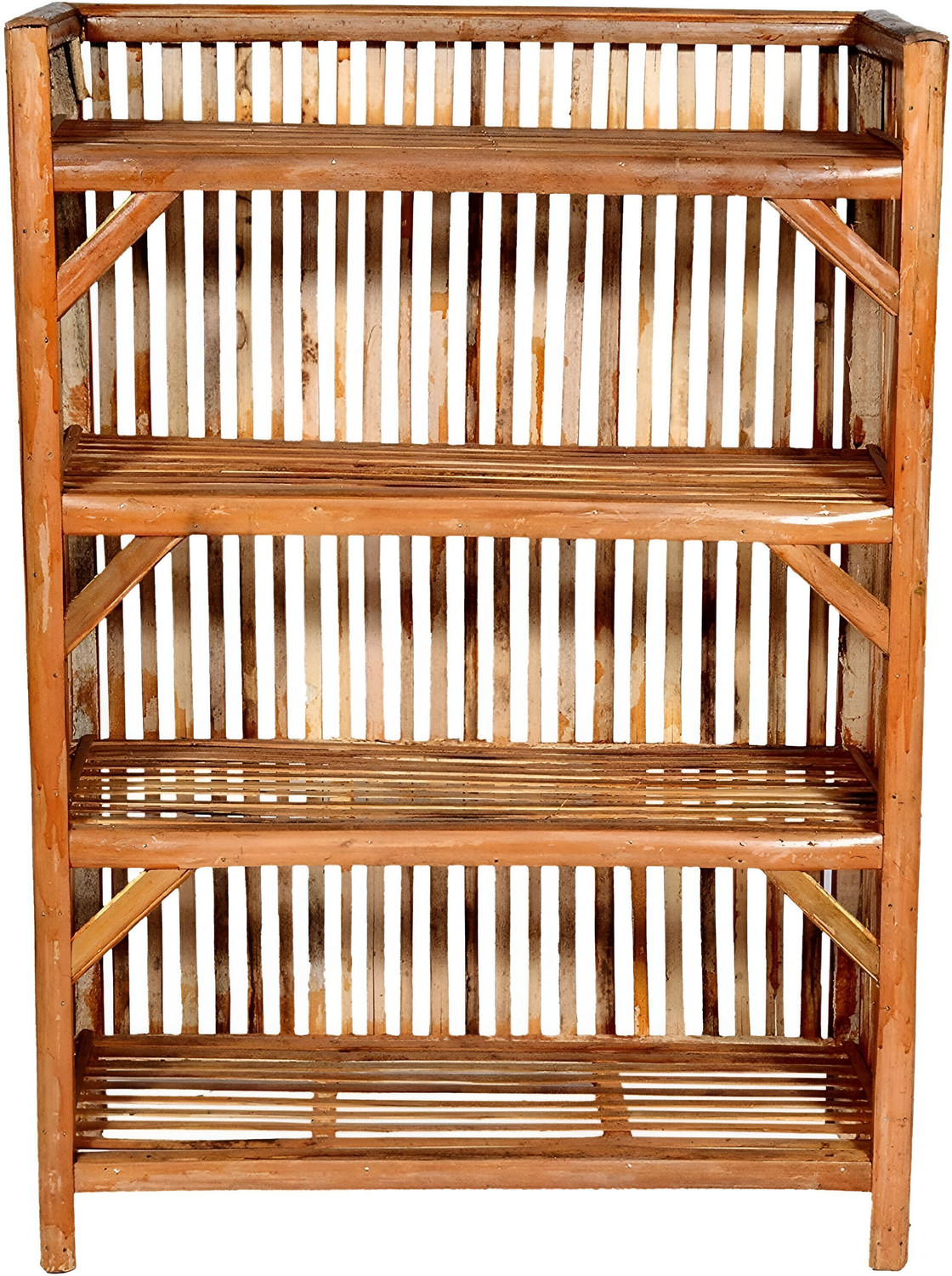 Image of Bamboo 4 Tier Shoe Rack Collapsible Multipurpose Kitchen Space Saving Wooden Stand Bamboo Open Book Shelf