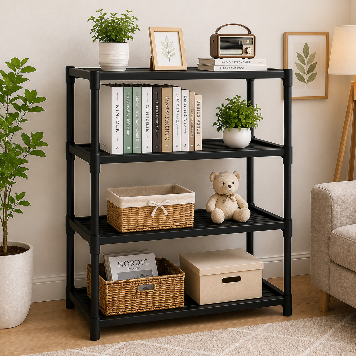 Image of Roshtuland 4 LAYER MULTIPURPOSE RACK Plastic Open Book Shelf