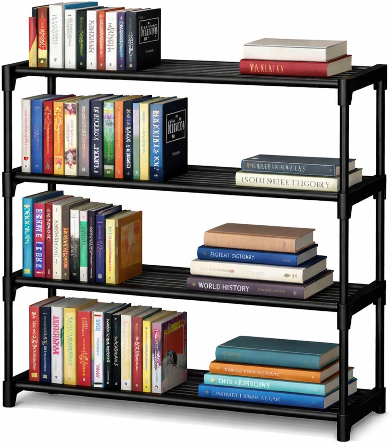 Afted rack 本棚 900x350x900mm Zyra 4 Tier Plastic Bookshelf Rack Multipurpose Storage Organizer