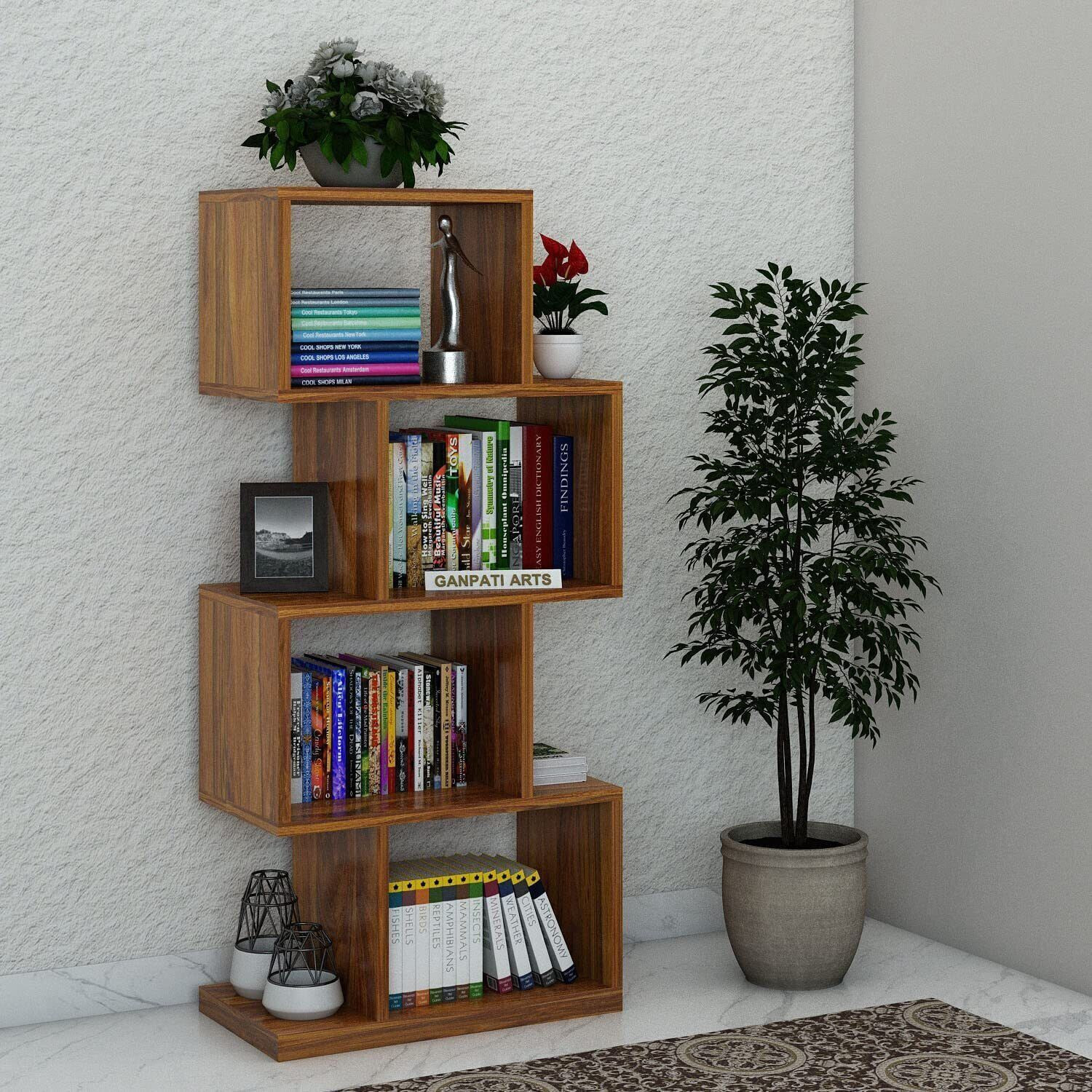 Image of Ganpati Arts Wooden Strap Book Shelf /Rack for Living Room /Home Solid Wood Open Book Shelf