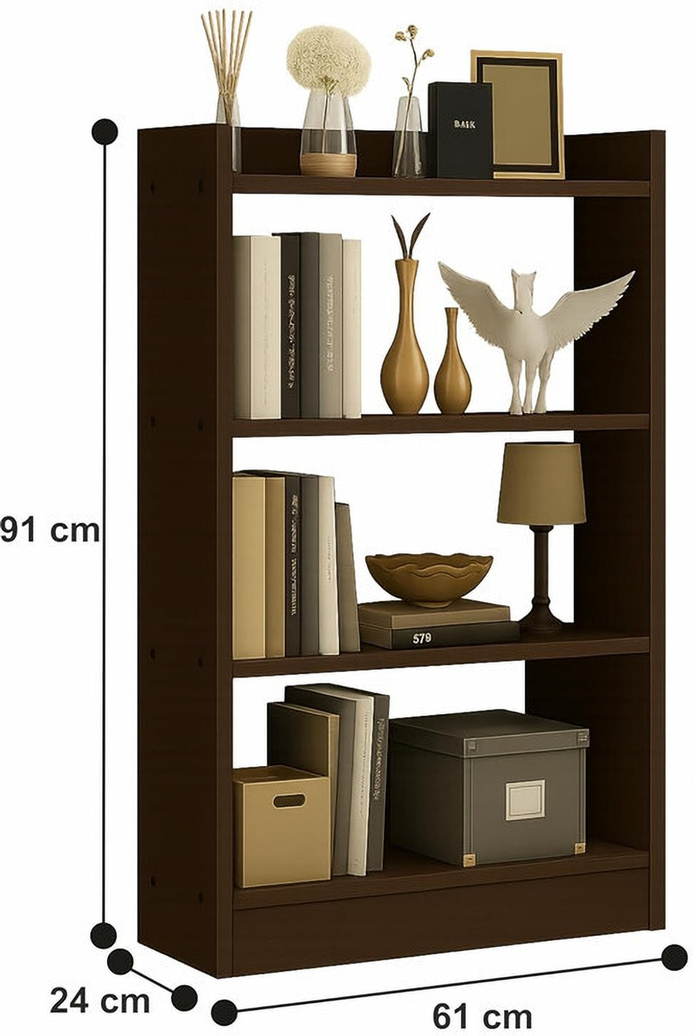 Image of Flipkart Perfect Homes 4 Tier Open Bookshelf Multipurpose for Home Rack Showcase Organizer 61*24*91cm Engineered Wood Open Book Shelf