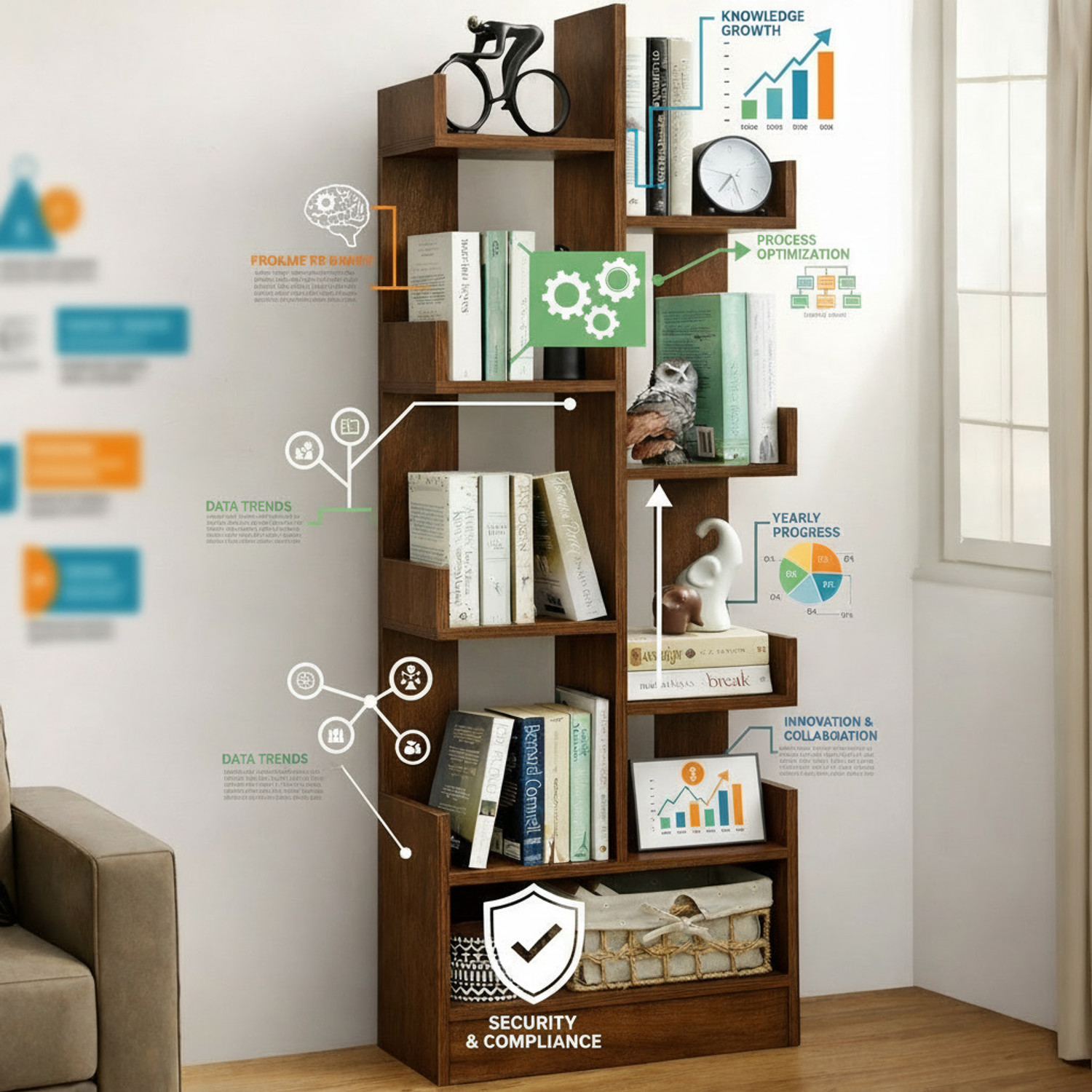 Image of Sasimo 9 Shelf Wooden Multipurpose Book Storage Display Organizer Rack Solid Finish Engineered Wood Open Book Shelf