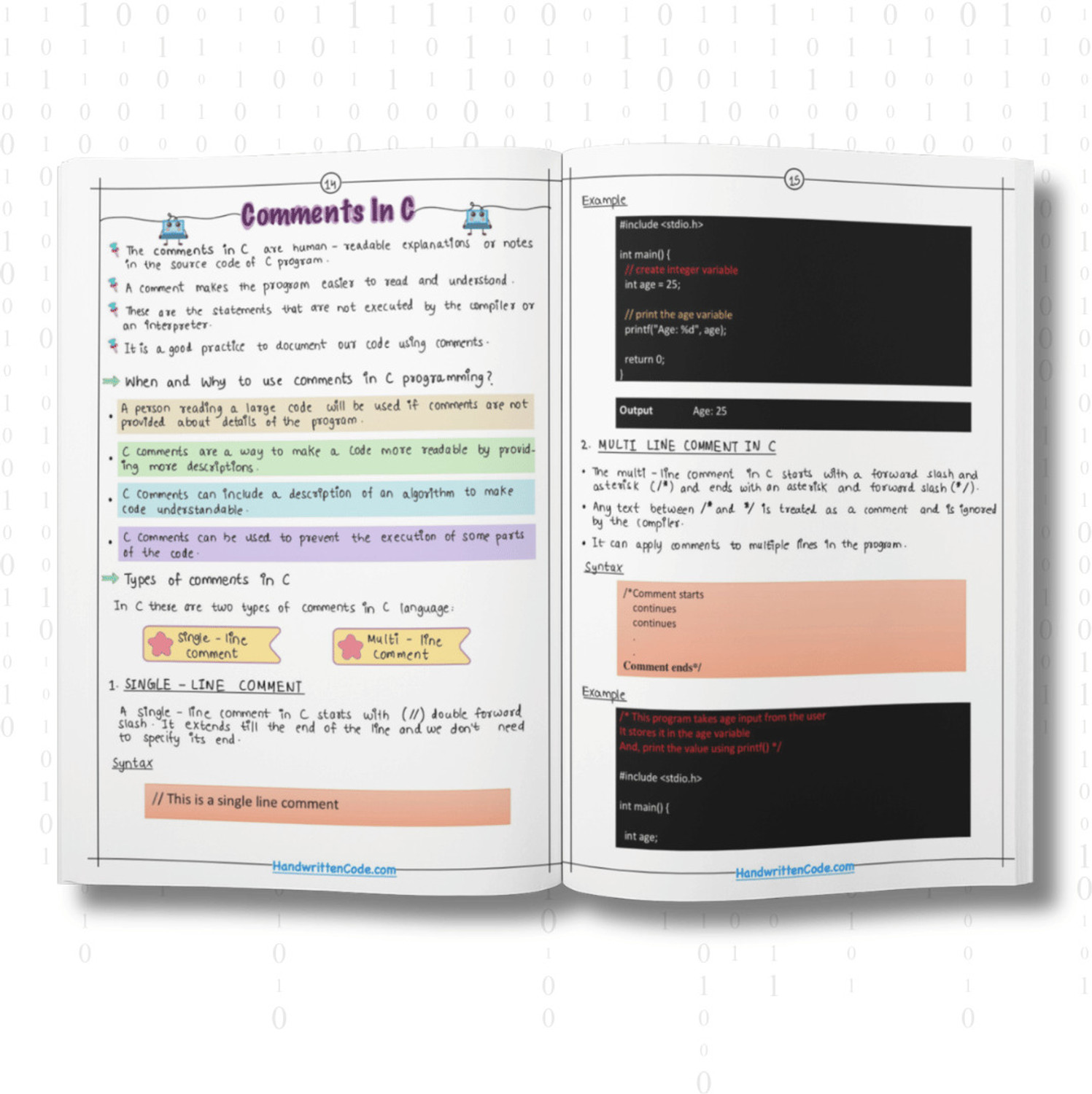 Image of C Programming Simplified Handwritten Notes | Easy & Colorful | Beginner to Advanced | Quick Learning Guide - Step-by-Step C Language Notes with Examples, Syntax, Logic & Concepts for Fast Learning