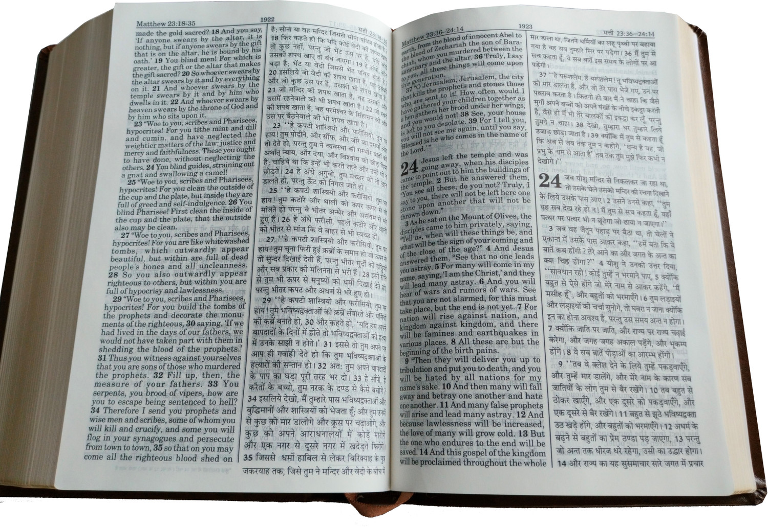 Image of English (ESV) - Hindi (O.V.) Diglot Bible Regular (Brown) PU (NAP) Yapp Containing Old And New Testament (Updated Size) BSI