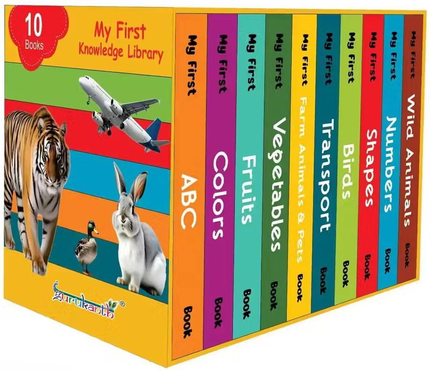 My First Library Box-Set of 10 Preschool Board Books For Kids Ear