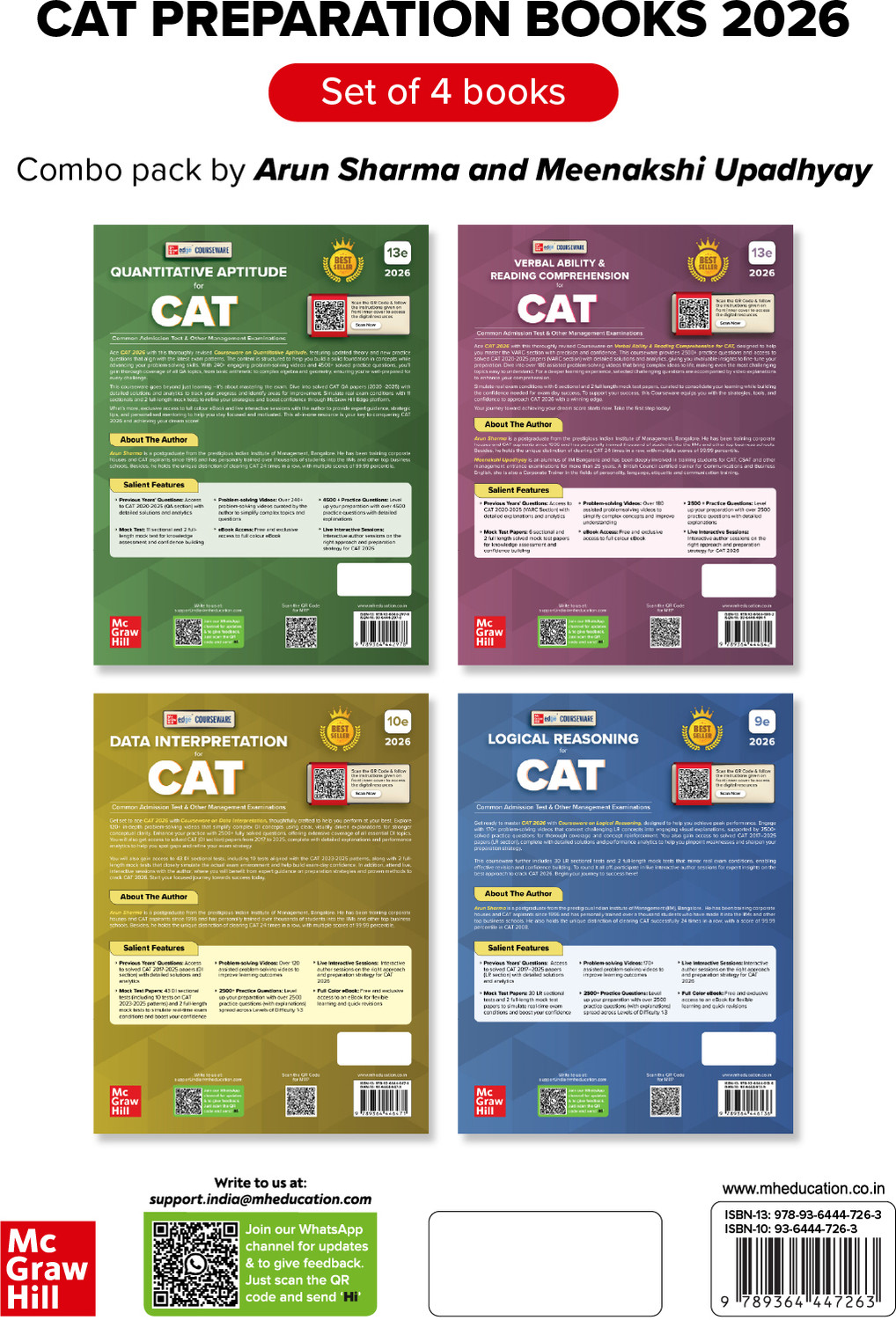 Image of CAT exam books 2026 combo by Arun Sharma (Set of 4) - Quantitative Aptitude (QA) + Verbal Ability and Reading Comprehension (VARC) + Logical Reasoning (LR) + Data Interpretation (DI) | MBA Preparation