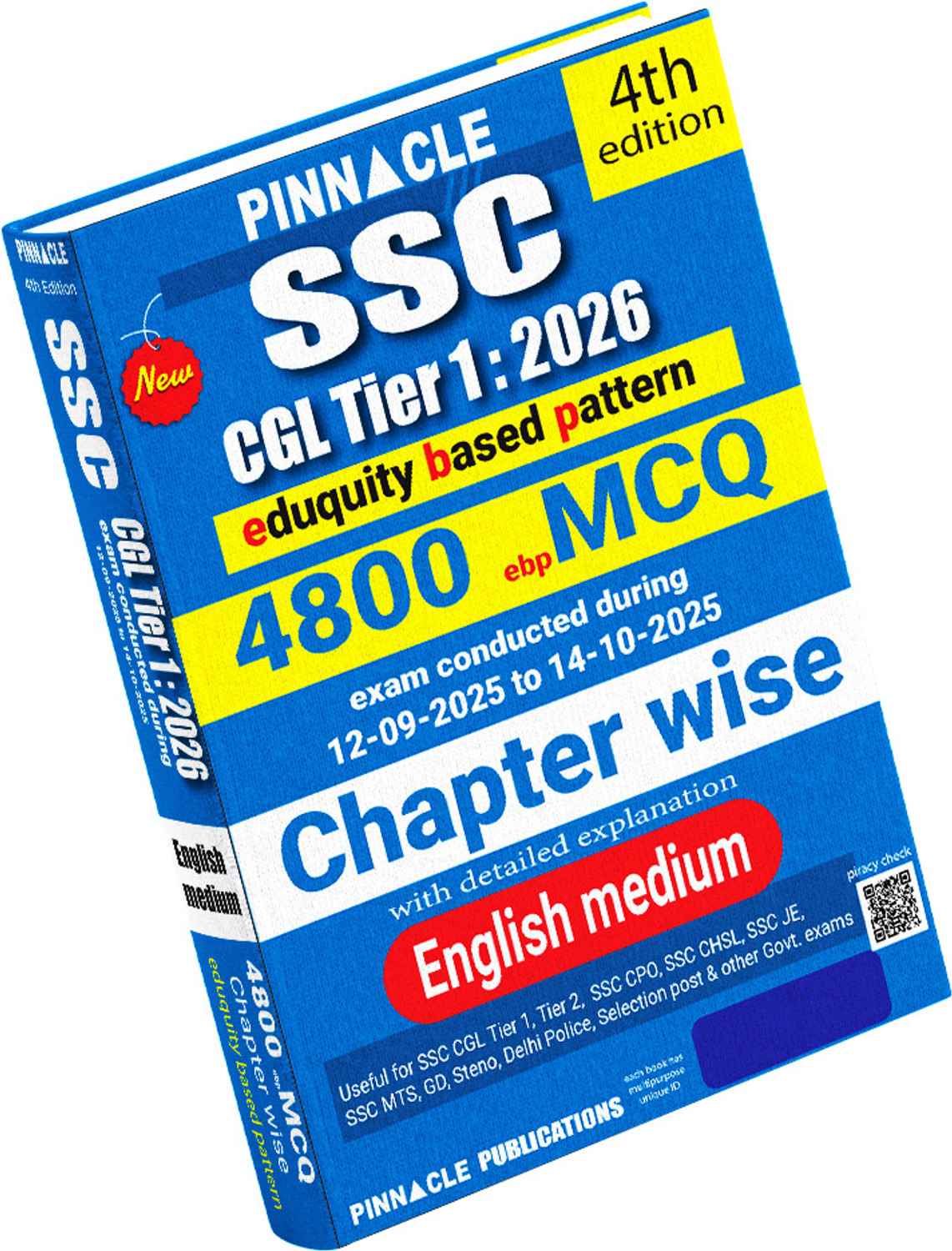 Image of SSC CGL Tier 1 2026 - 4800 ebp MCQ | Chapter wise with detailed explanation | English Medium | 4th edition | Pinnacle Publications