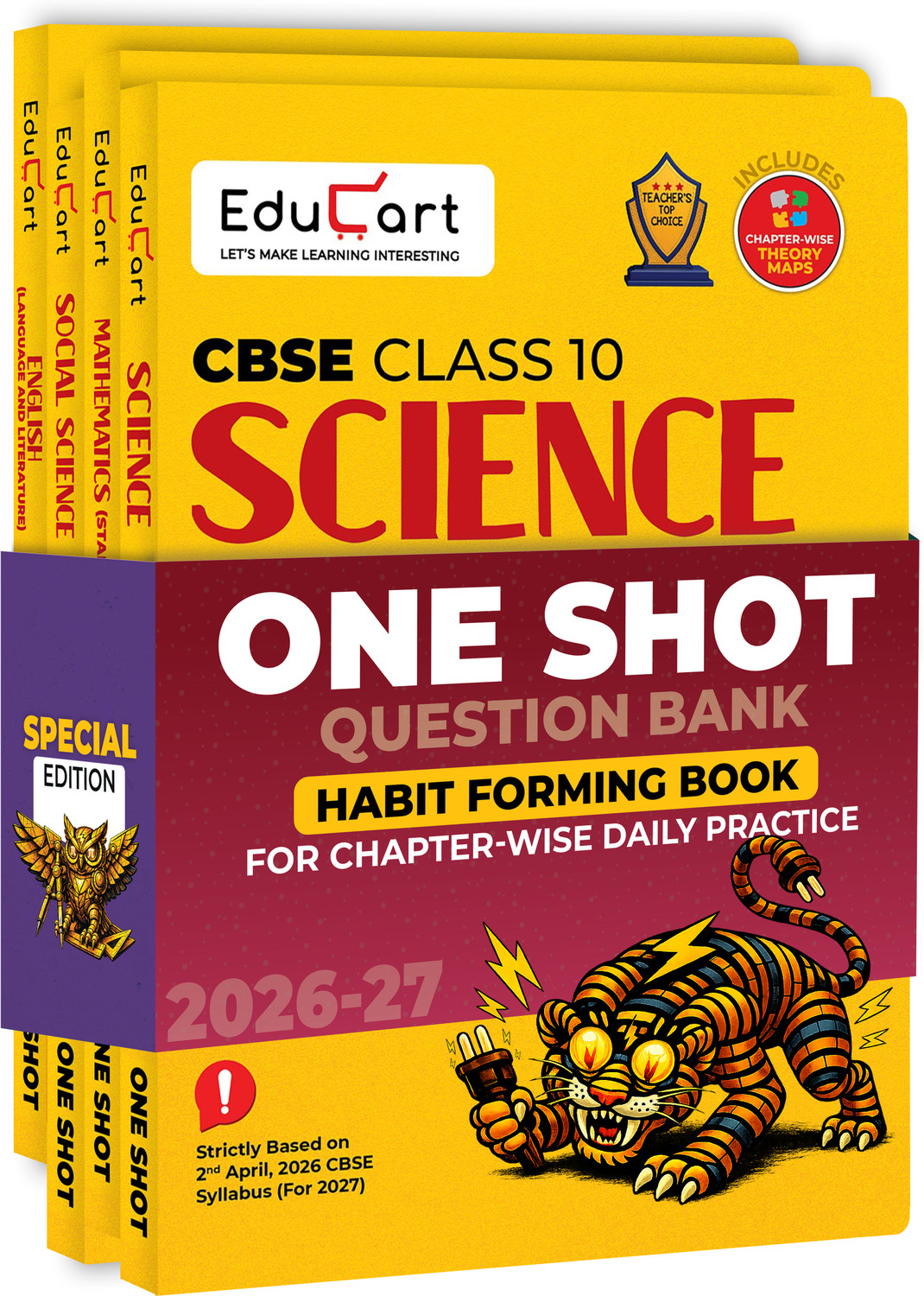 Image of Educart CBSE Class 10 One Shot Question Bank Bundle 2026�27 | Science, Maths Standard, English & SST | Chapterwise NCERT Qs, PYQs & Competency-Based Qs | CBSE 2027 Exam - Class 10 One Shot Question Bank 2027
