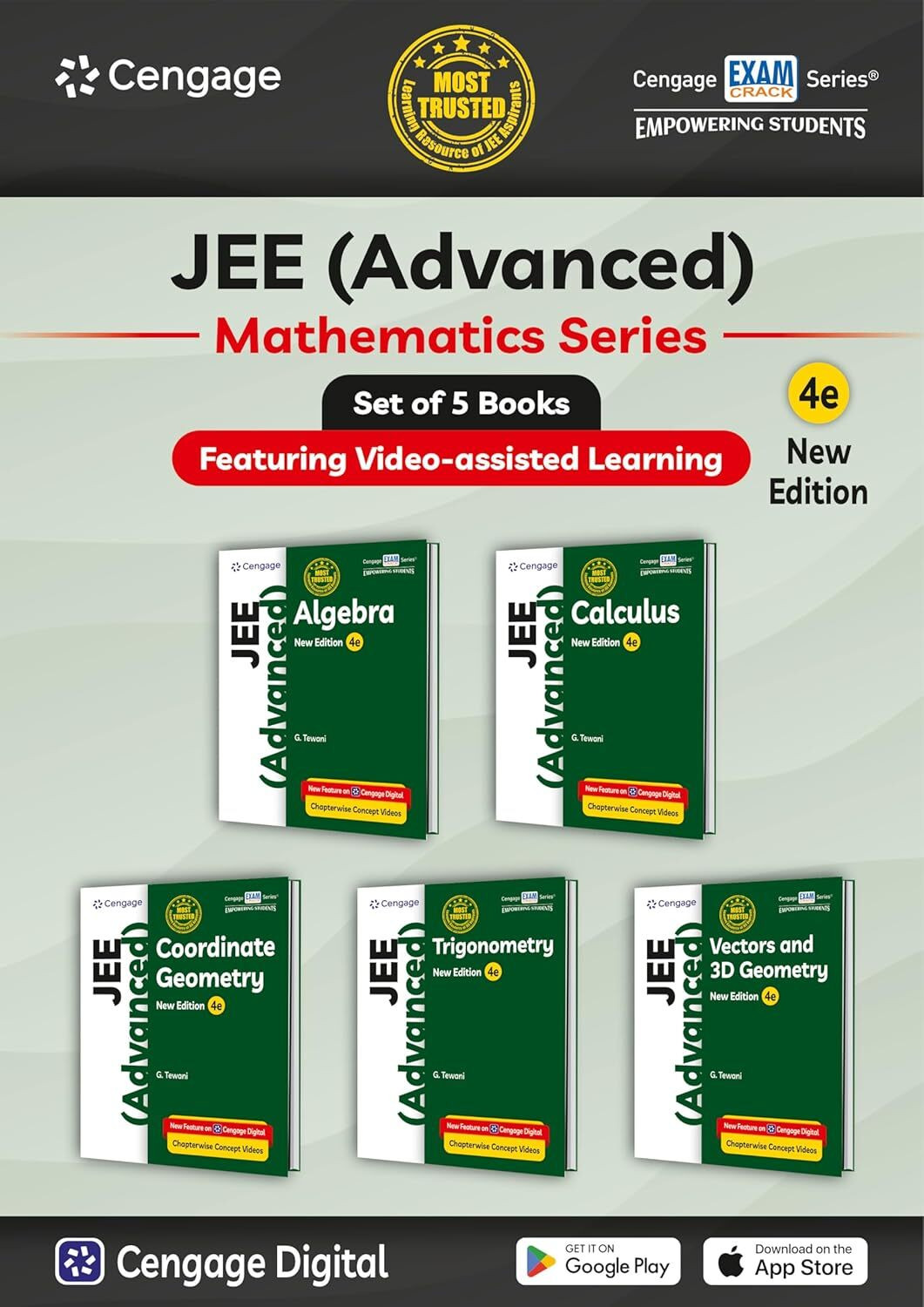 Image of Cengage Mathematics (4th Edition ) For JEE Advanced (5-Books Set) Algebra + Calculus + Coordinate Geometry + Trigonometry + Vectors & 3D Geometry With Chapterwise Concept Videos & Online Assessments
