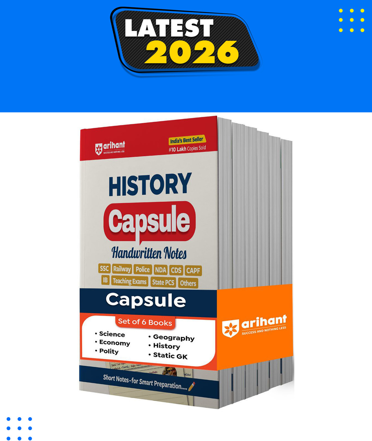 Image of Arihant Science, History, Economy, Geography, Polity and Static Gk Capsule Handwritten Notes Exam 2026-27 | For SSC, Railway, Police, NDA, CDS, CAPF, State PCS & Other Exams | Short Notes for Smart Preparation | English Medium