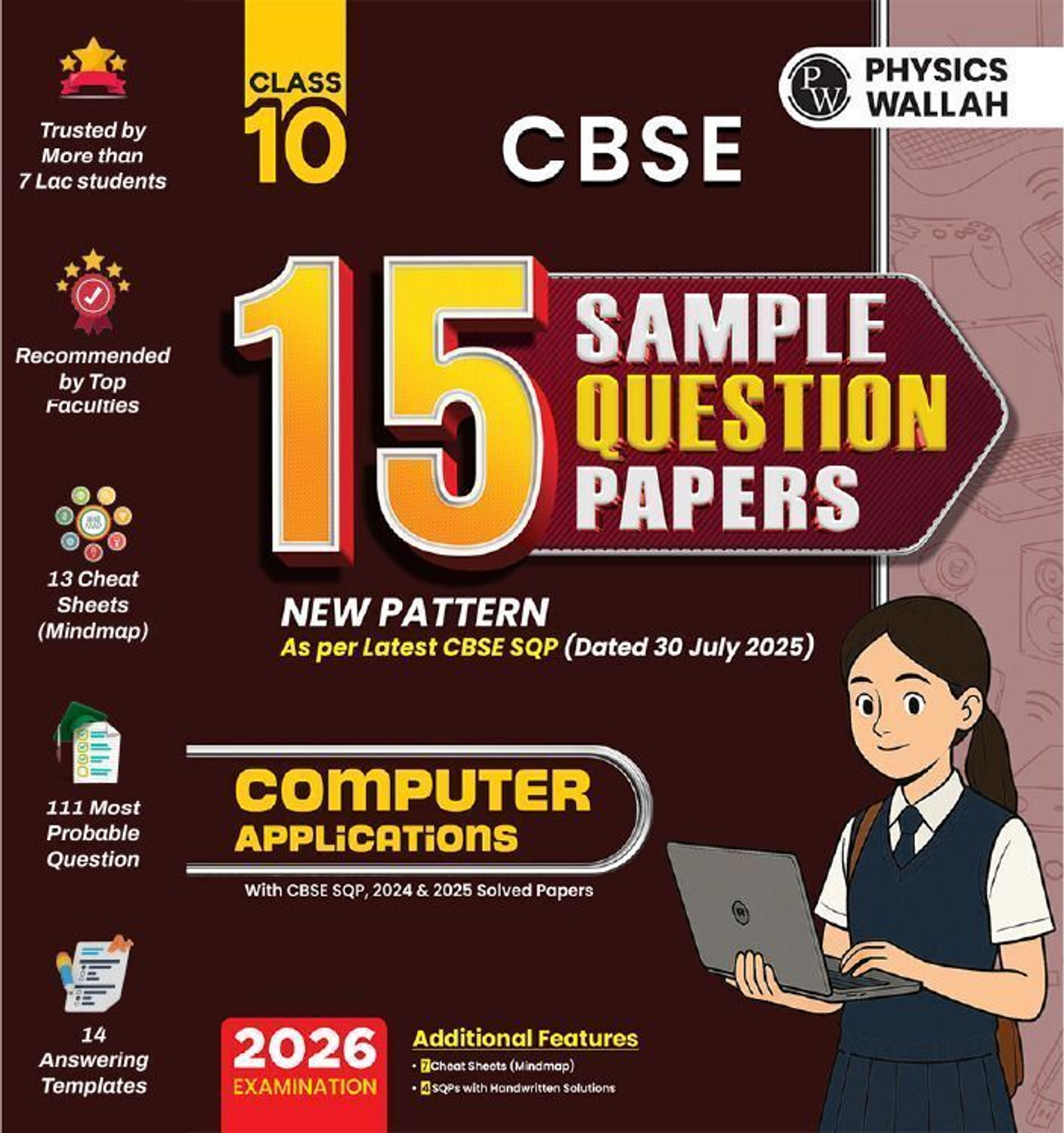 Image of PW CBSE Class 10 Computer Application Sample Papers 2026 | 15 Papers + 2025 Solved Paper, Mind Maps & Stepwise Marking - PW CBSE 15 Sample Question Papers Class 10 Computer Application For 2026 Board Exam (As Per SQP Dated 30 July 2025