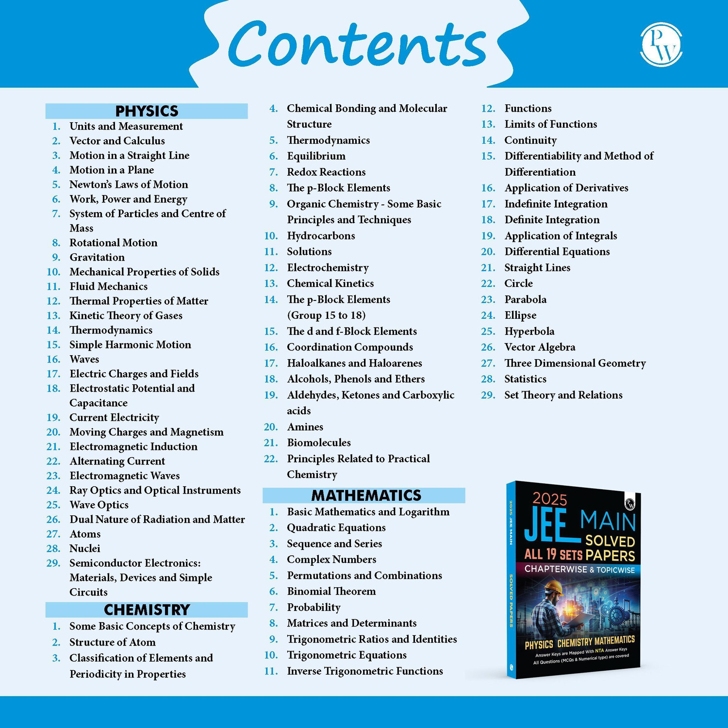 Image of PW JEE Main 2025 Solved Papers All 19 Sets Chapterwise and Topicwise PYQs (Paperback, PW)