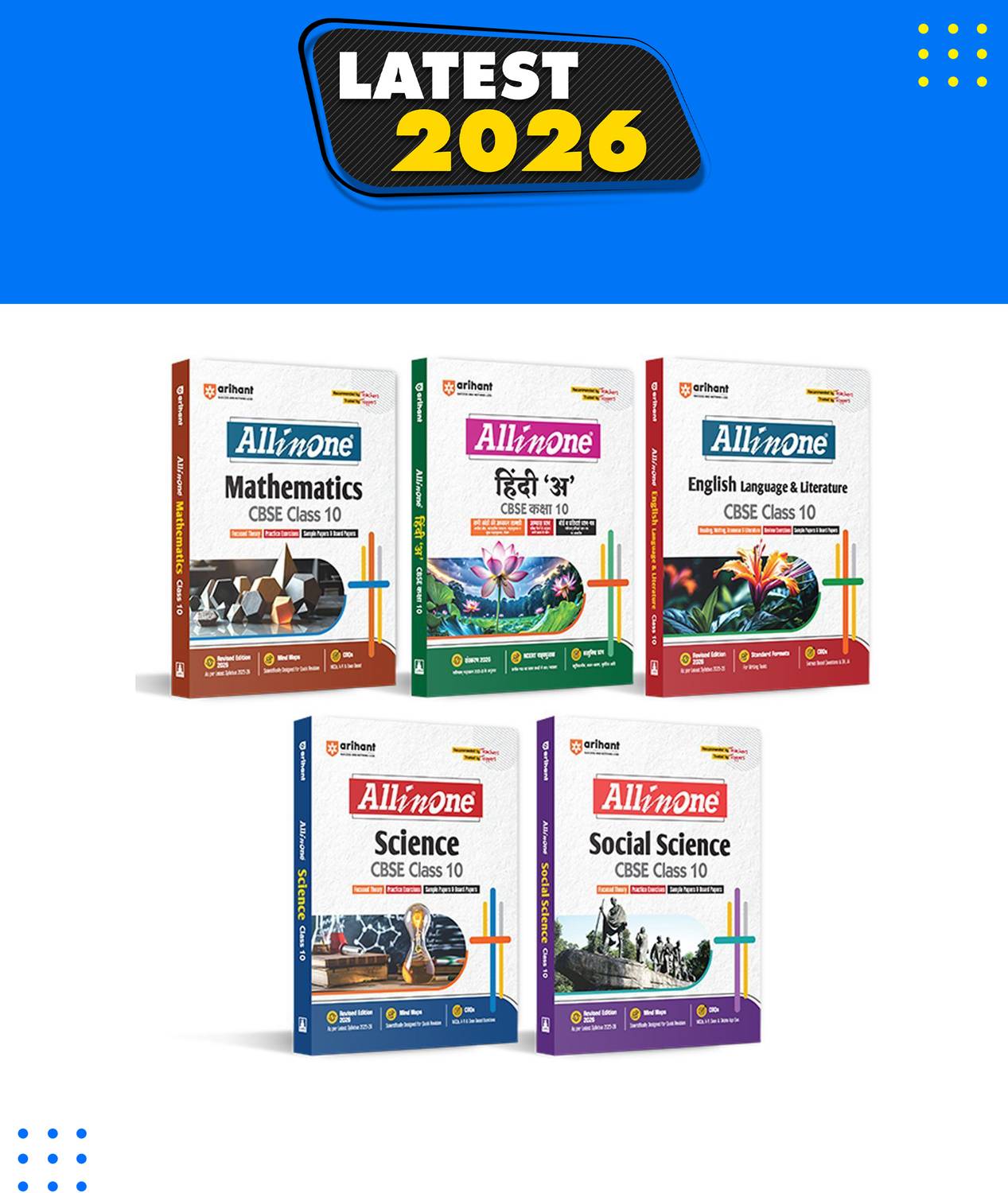 (Old Edition) Arihant All In One Science, Social Science, Mathematics, English Language & Literature, Hindi A Class 10th Based On Latest NCERT For CBSE Exams 2025-26 (Set of 5 Books)