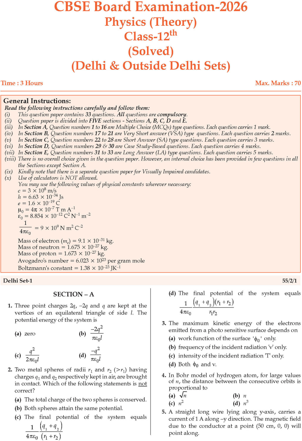 Image of CBSE Question Bank for Class 12 Physics, Chemistry & Maths (Set of 3) Chapter & Topic-wise: Solved Papers (2017-2026) | Includes 2026 solved Papers | With oswaal.ai | For 2027 Exam