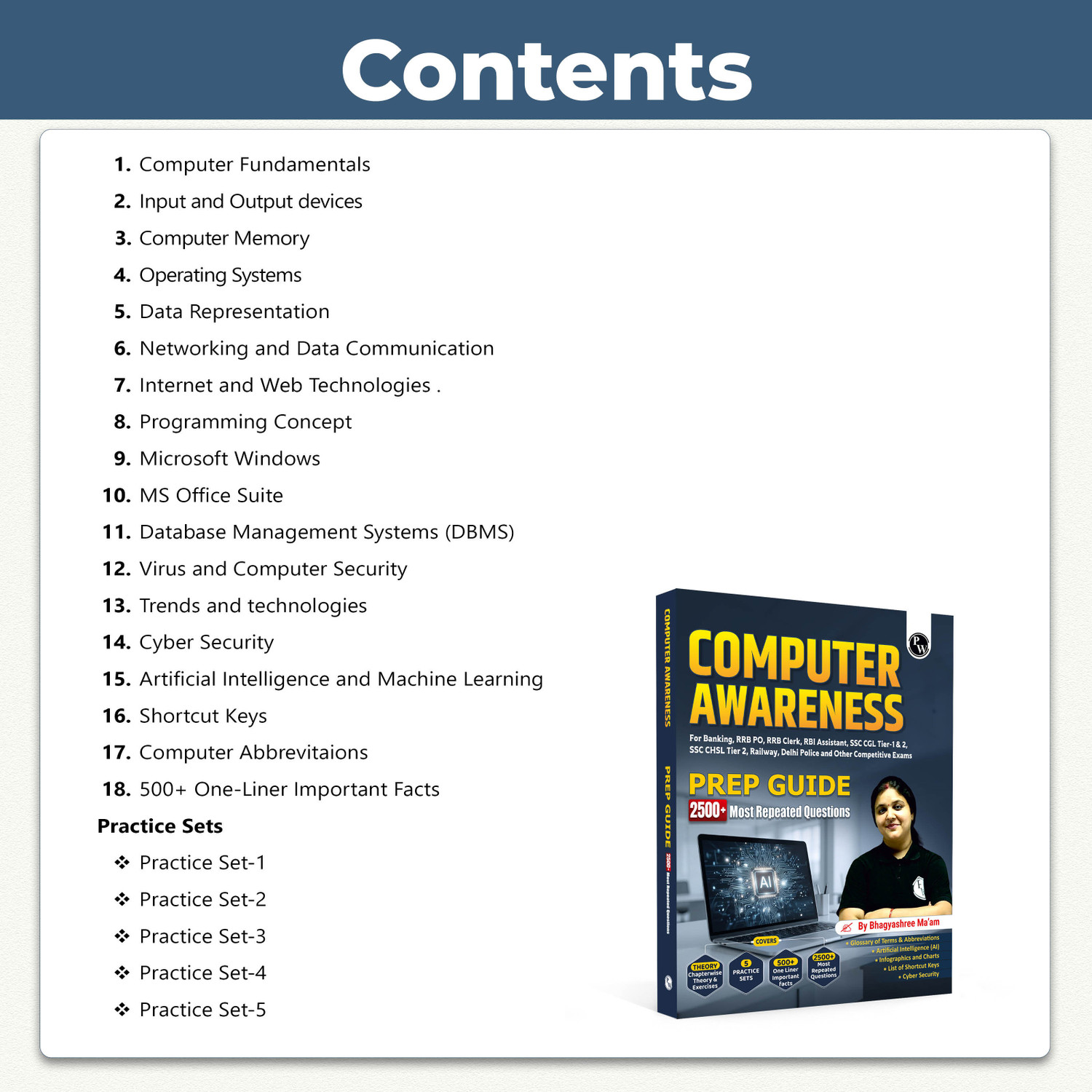 Image of PW Computer Awareness Book 2026 By Bhagyshree Mam For Competitive Exams