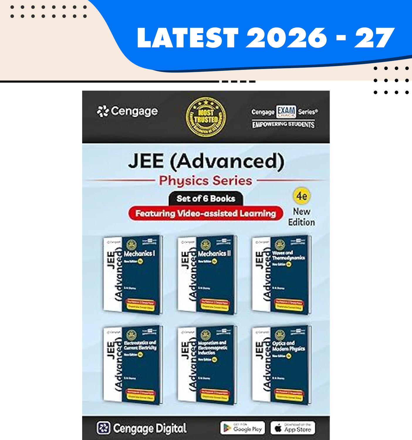 Image of Cengage Physics Combo for JEE Advanced: Mechanics I & II + Waves + Electrostatics + Magnetism + Optics Set of 6 Books with Chapterwise Concept Videos & Online Assessments
