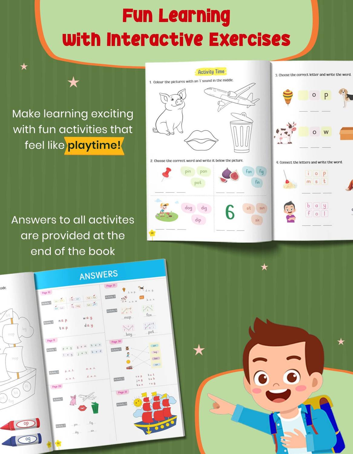 My First Three Letter Words Book for Kids | 3 Letters Tracing