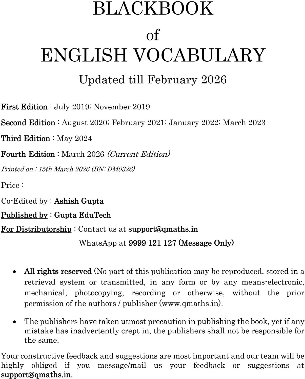 Image of Blackbook of English vocabulary 2026