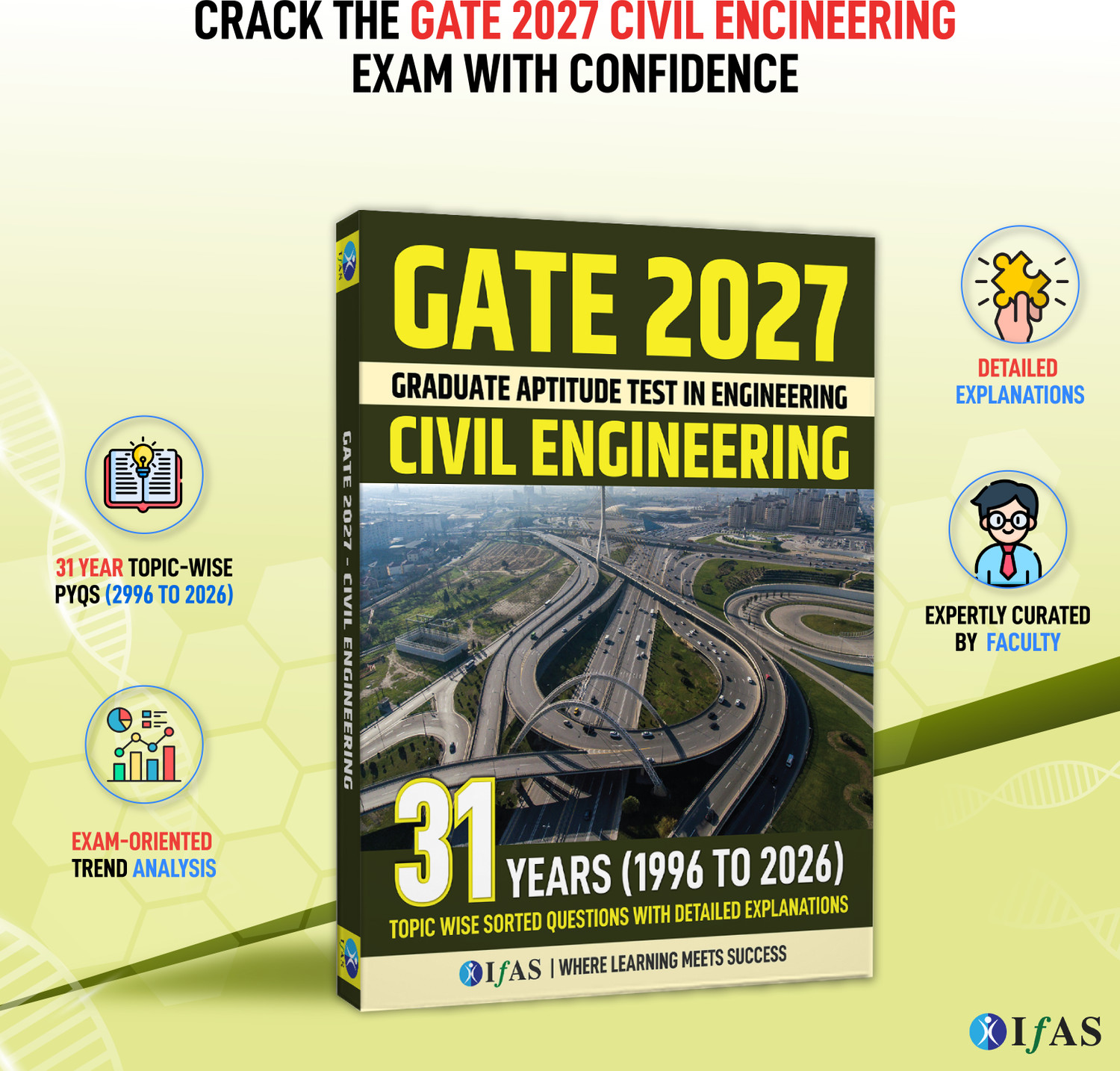 Image of GATE Civil Engineering 2027 - 31 Years (1996-2026) Topic-Wise Sorted Previous Year Solved Papers with Detailed Explanation | PYQ Book for GATE Exam | Two Brothers