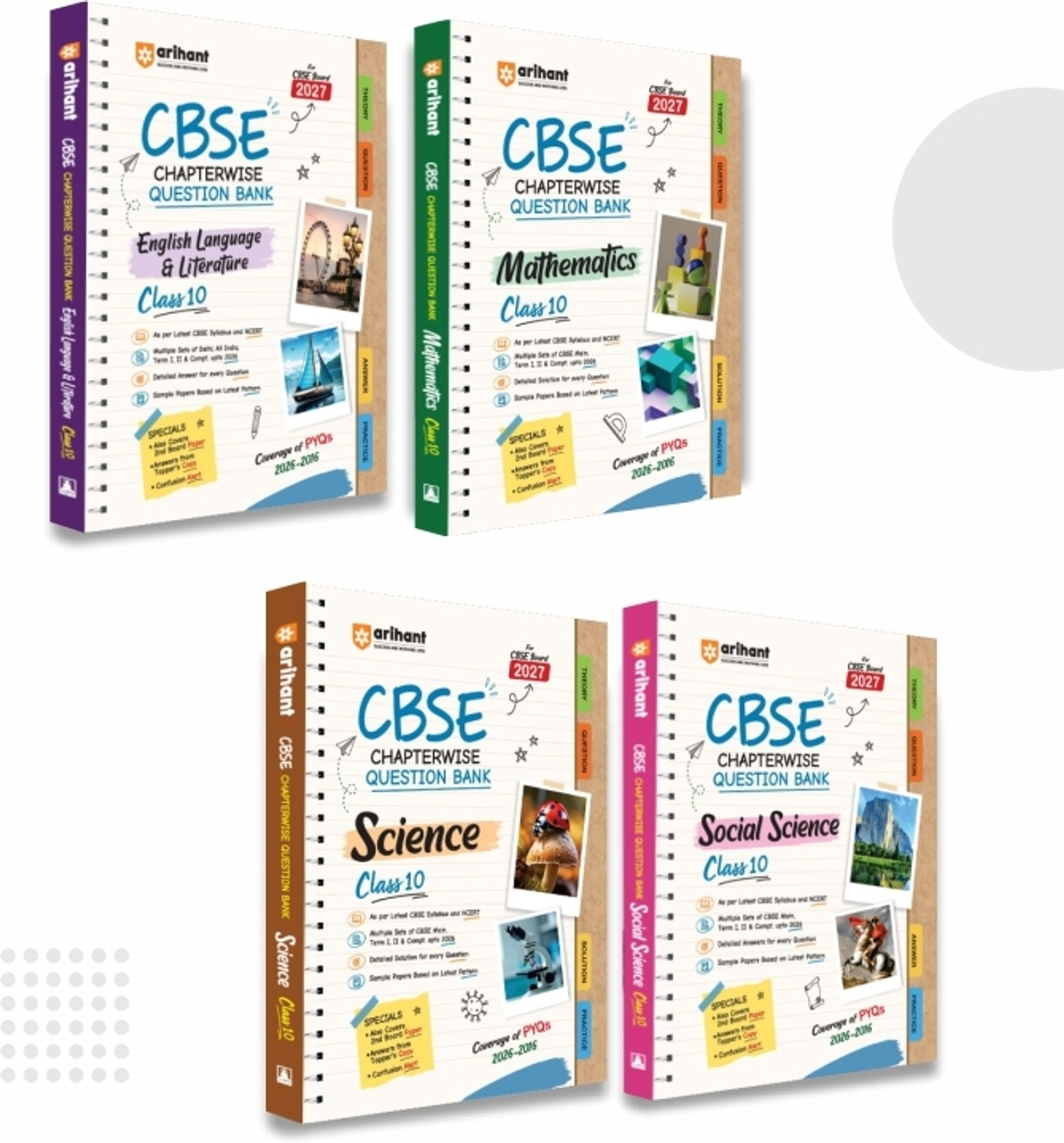 Image of Arihant CBSE Question Bank Class 10 Combo for Board Exam 2027 | Mathematics, Science, Social Science,English Language & Literature | Chapterwise PYQs Revision Theory, Detailed Solutions, & Sample Papers