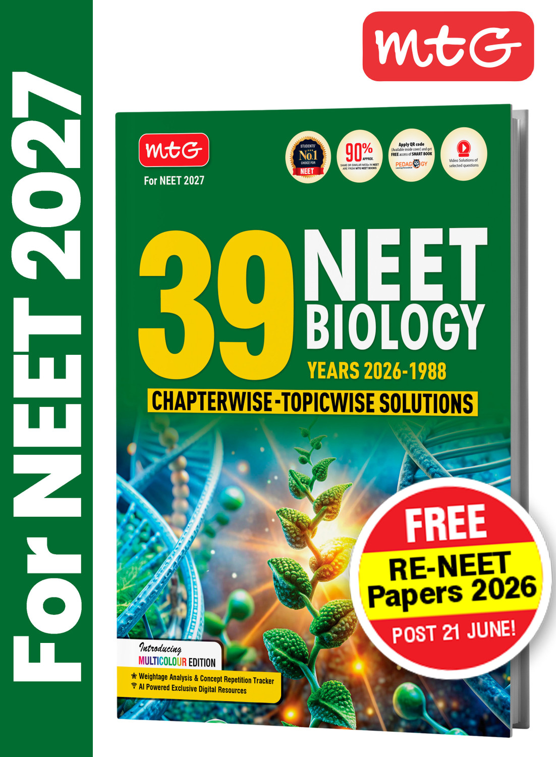 Image of MTG NEET PYQ 39 Years Biology Book For 2026-2027 Exam | Chapterwise Topicwise Solved Question Papers