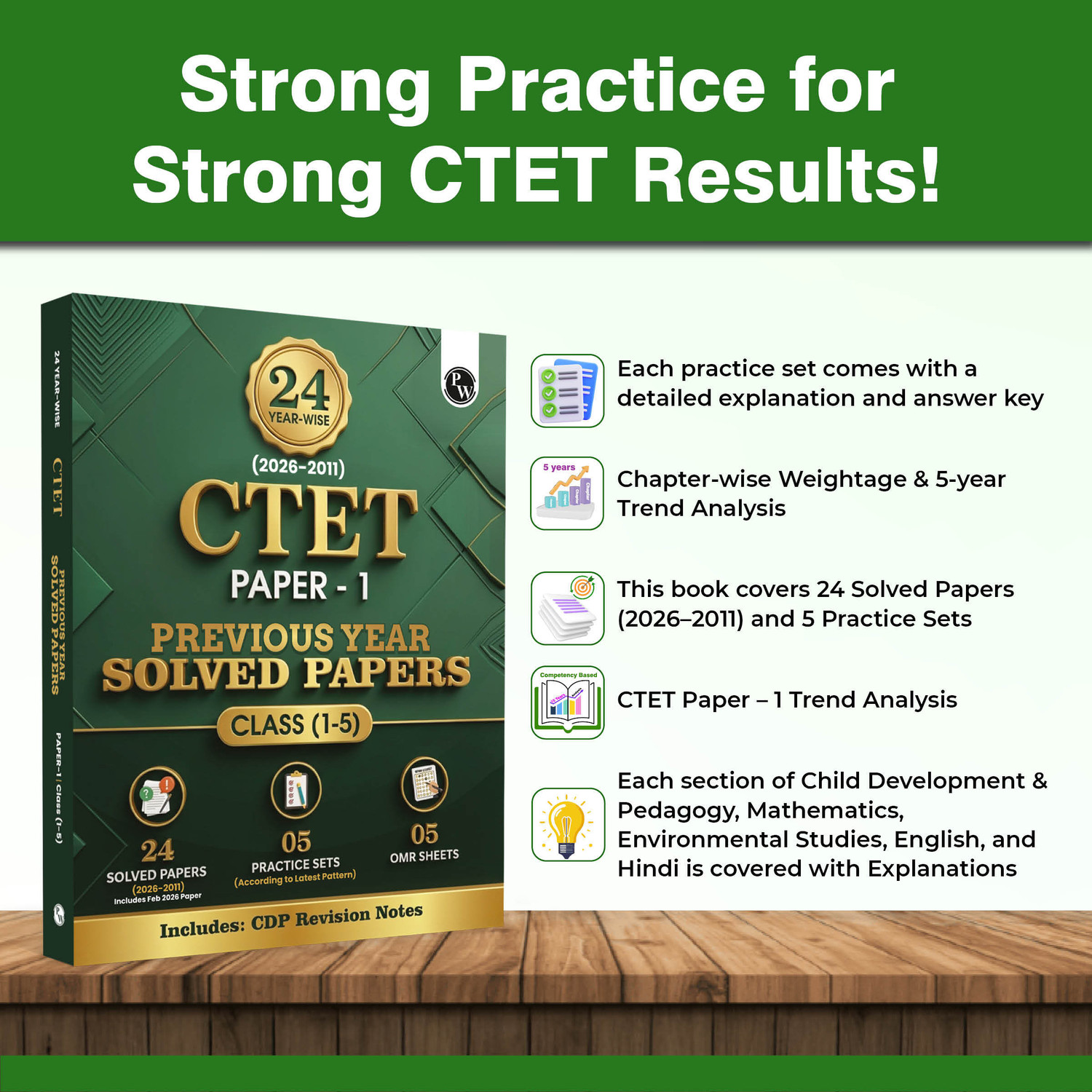 Image of PW CTET Paper 1 (Class 1-5) 24 Previous Year Solved Papers 2026-2011 PYQ Questions