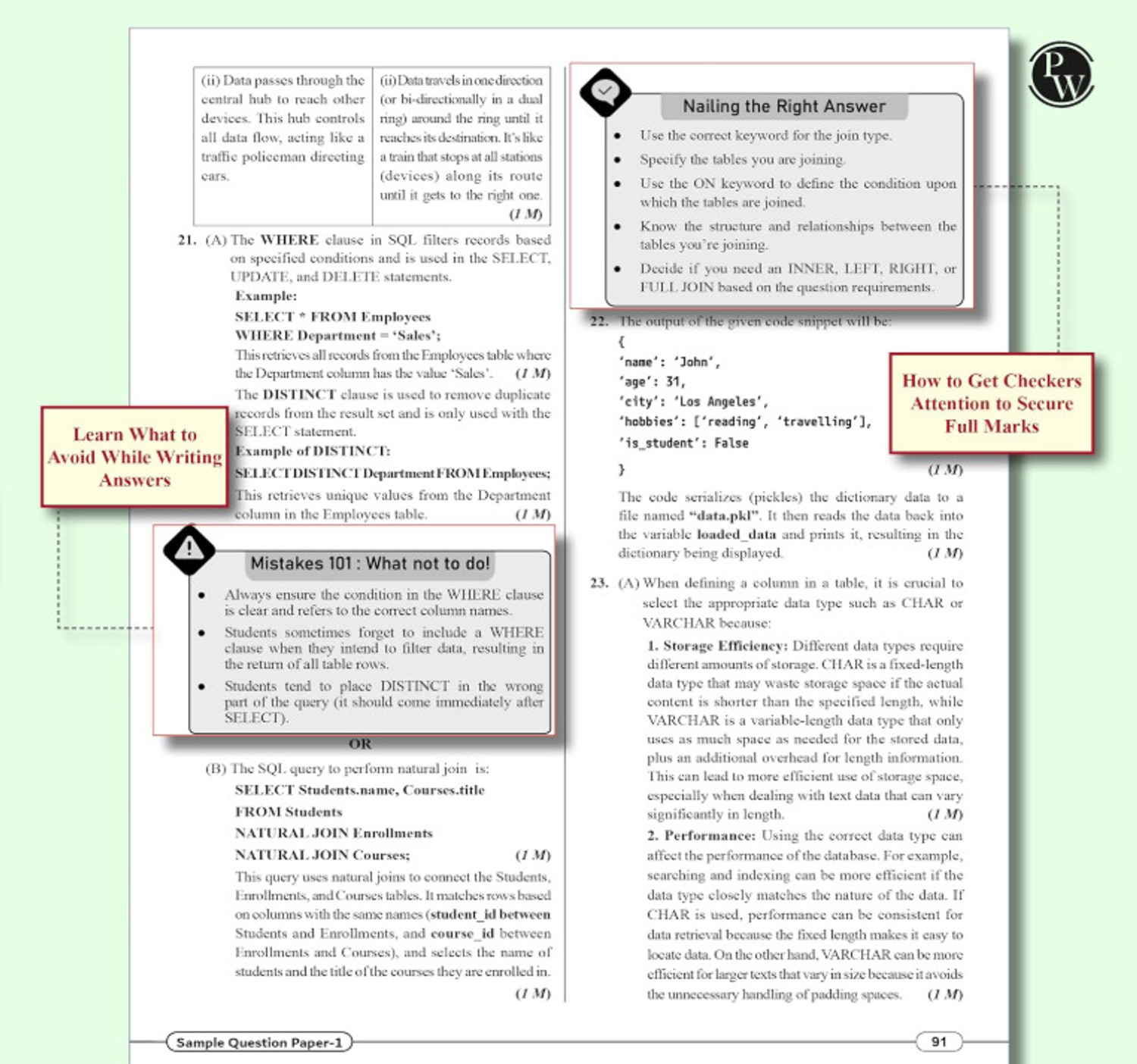 Image of PW CBSE 11 Sample Question Papers Class 12 Computer Science For 2026 Board Exam