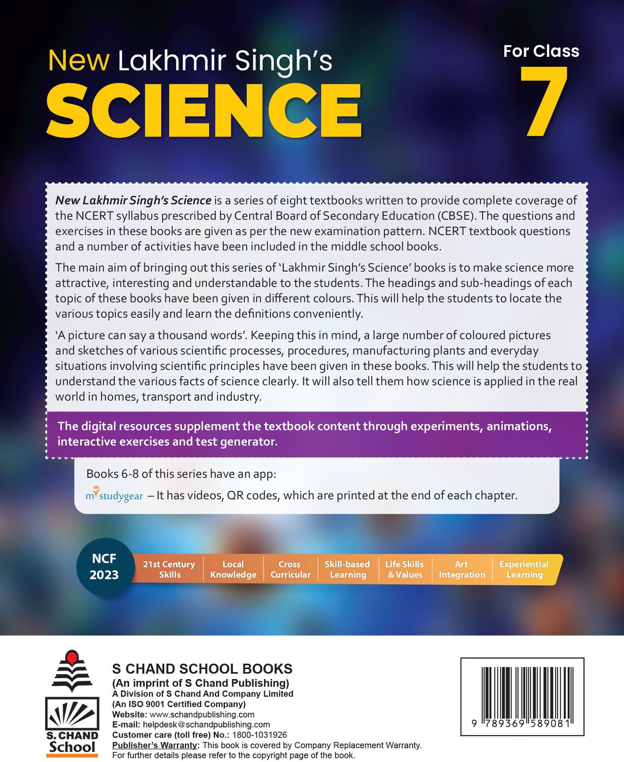 Image of New Lakhmir Singh's Science for Class 7th (2025 - 2026) - NCERT Book As Per NCF 2023 | Competency Based Questions | Objective & Subjective Type Questions | MCQs | Skills Creativity & Activities - S Chand School Book