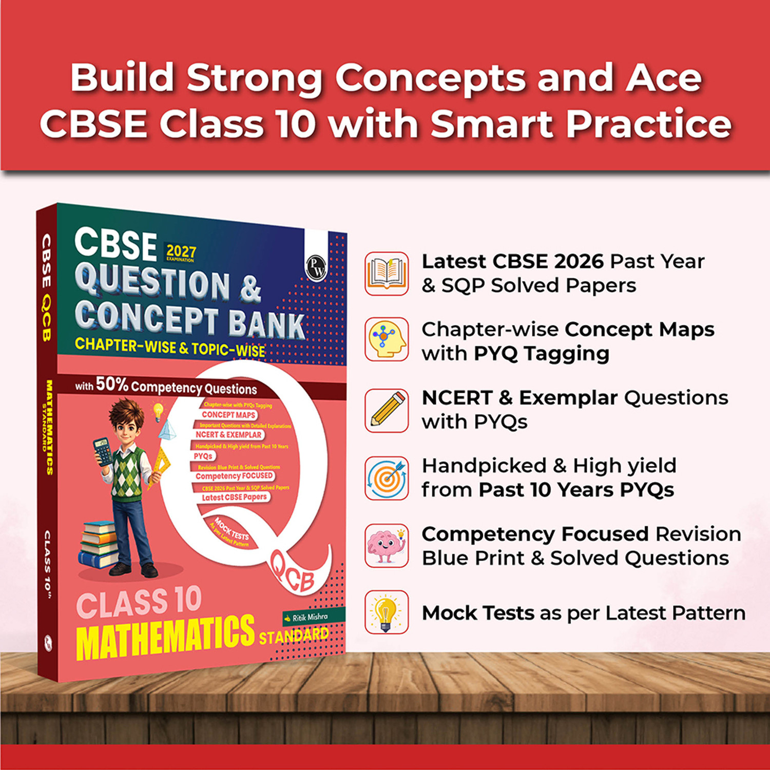 Image of PW CBSE Question & Concept Bank Class 10 Maths (Std) 2027 Solved By Ritik Mishra