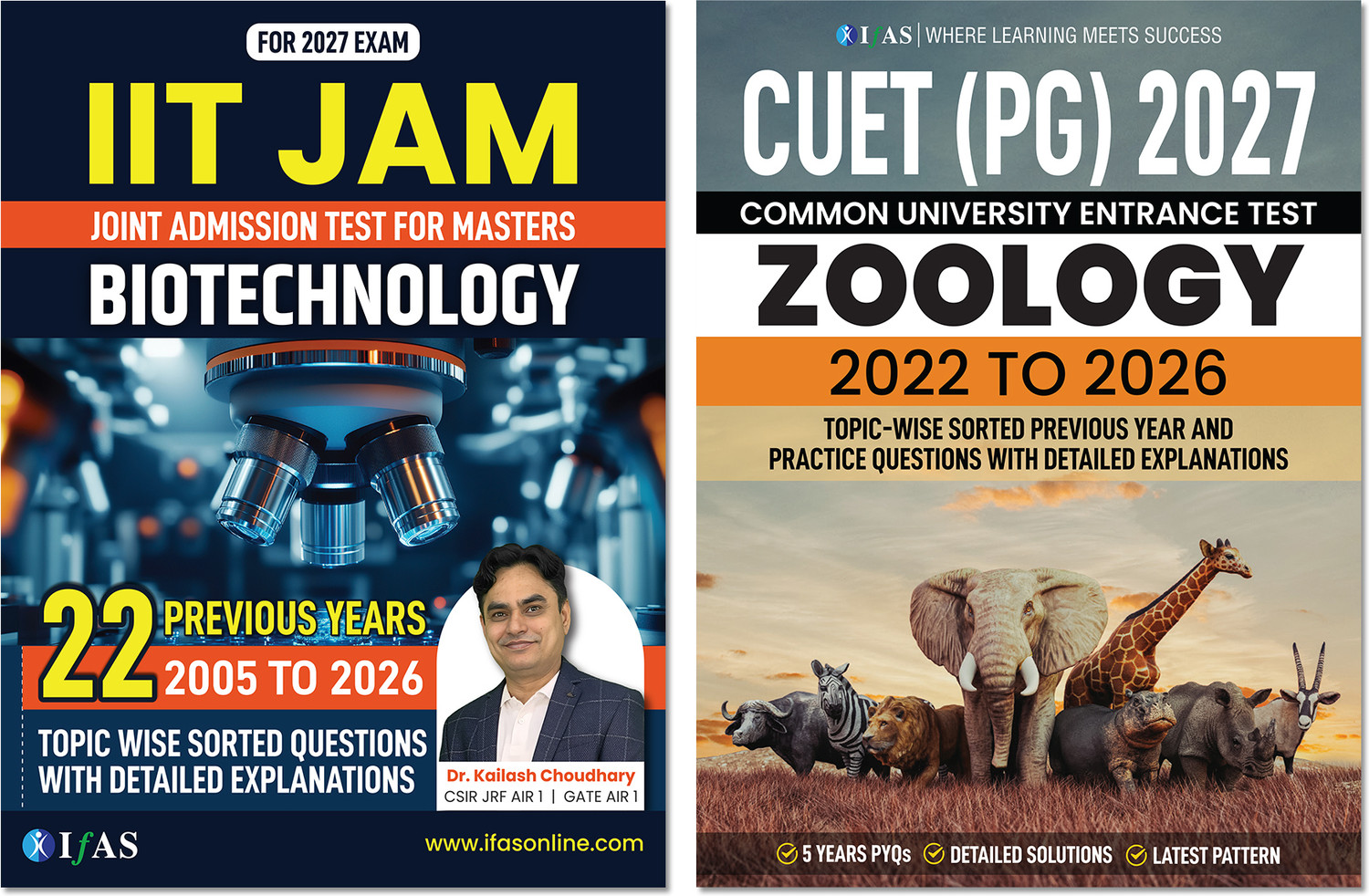 Image of CUET PG Zoology & IIT JAM Biotechnology Books - 2027 | 22 Years Topic Wise Sorted PYQs with Detailed Explanations | for MSc Entrance | IFAS